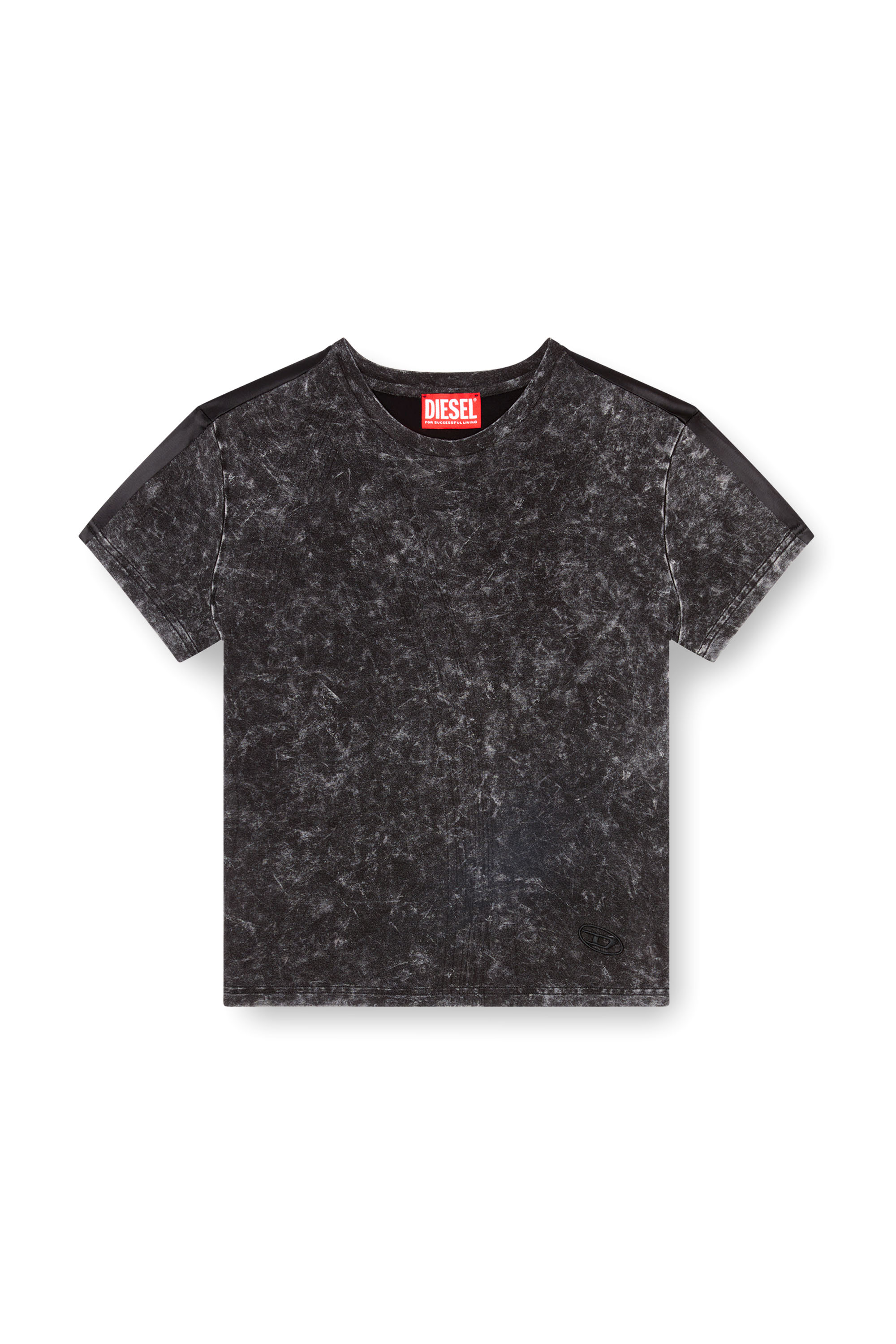 Diesel - T-MEZZO, Female's Hybrid T-shirt in jersey and satin in ブラック - 3
