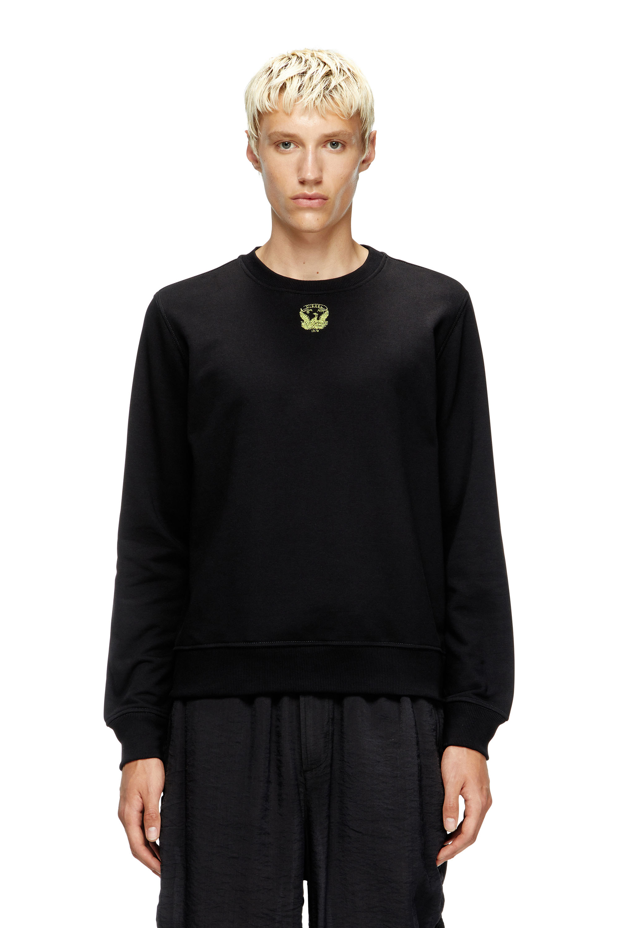 Diesel - S-GINN-T1, Male's Sweatshirt with embroidered phoenix in ブラック - 1
