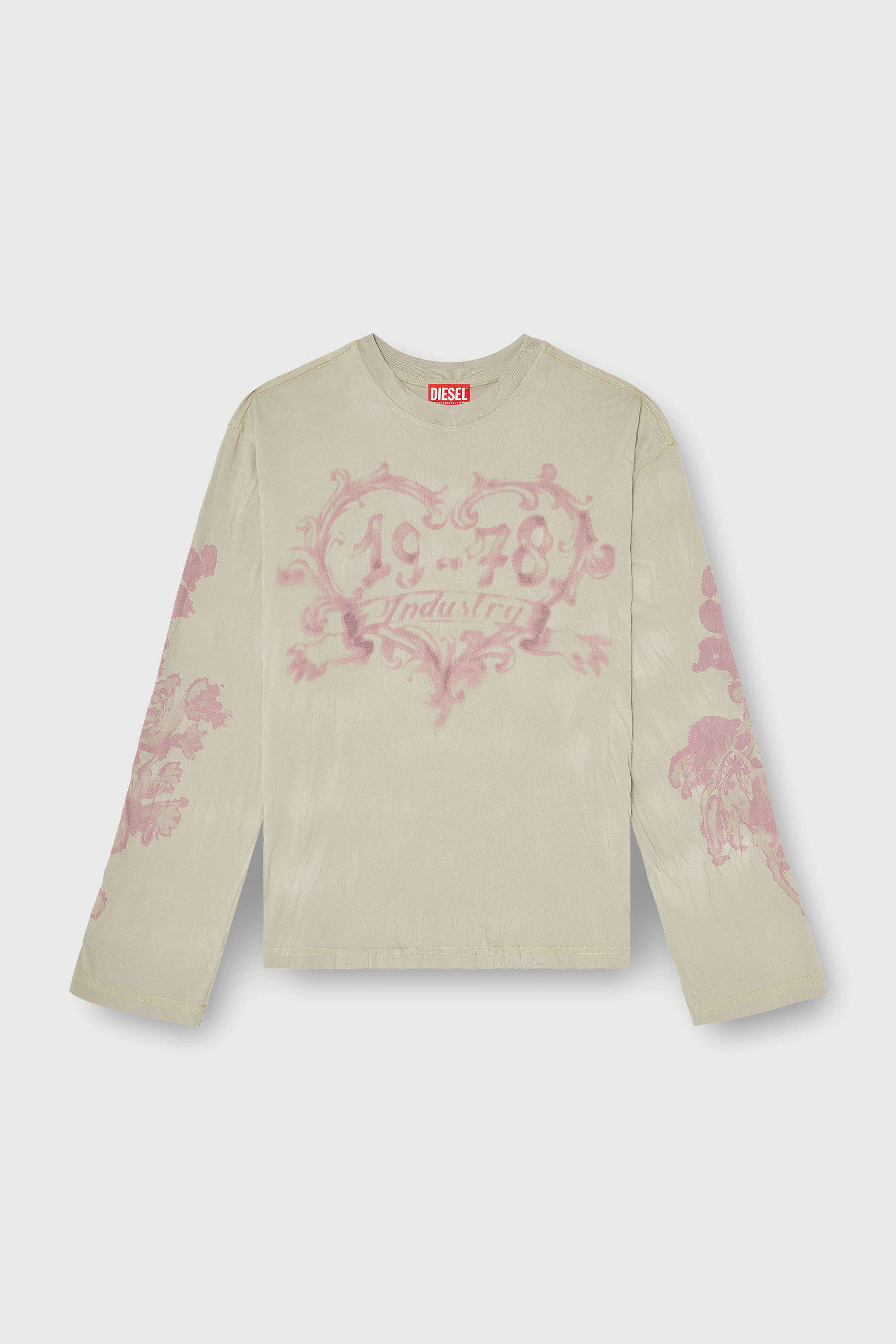 Diesel - T-HILARY-LS-AA1, Female's 長袖Tシャツ in ピンク/ベージュ - 2