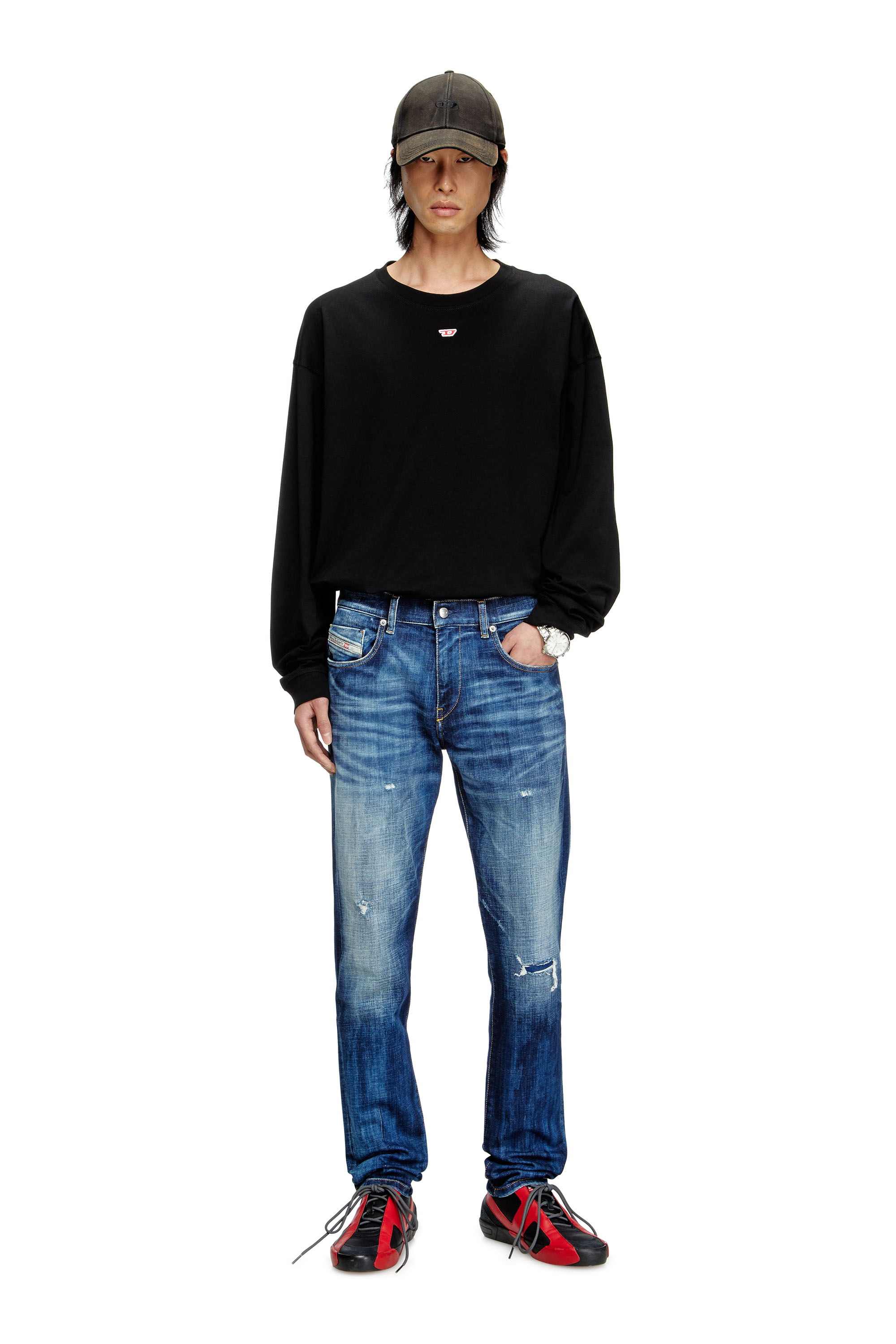 Diesel - Male's Slim Jeans 2019 D-Strukt 09M17, ダークブルー - 1