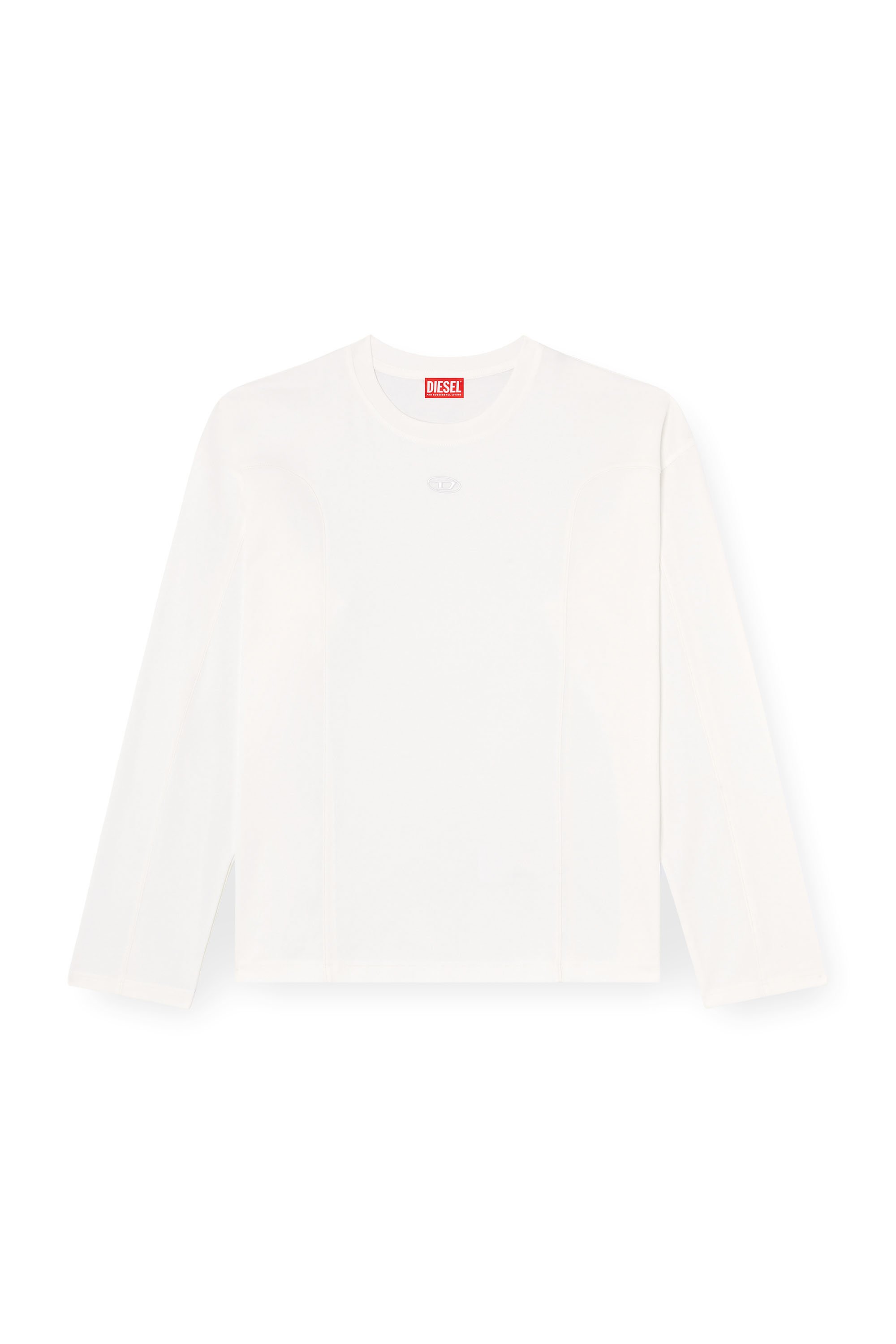 Diesel - T-BOXT-LS-INT, Male's Long-sleeve T-shirt with panels in ホワイト - 3
