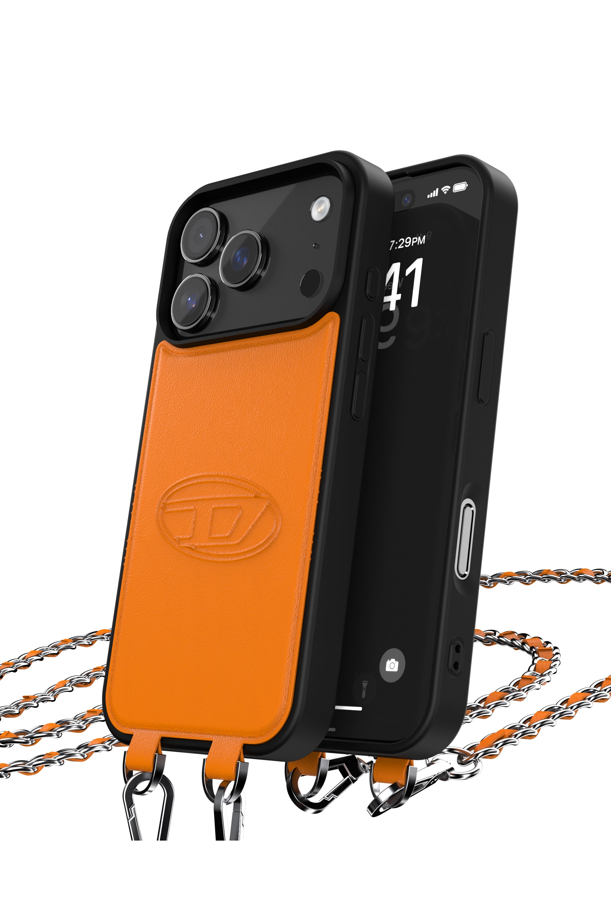 Diesel - 60665 MOULDED CASE, Unisex's Oval D case with wrist strap and MagSafe for iPhone 17 Pro in オレンジ - 3