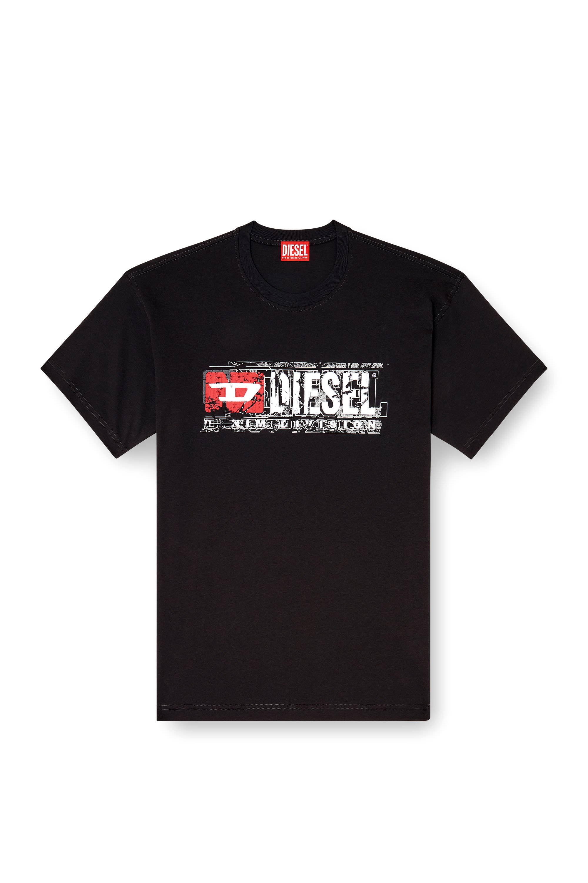 Diesel - T-NORM-T6, Male's T-shirt with flocked Diesel Denim Division logo in ブラック - 3