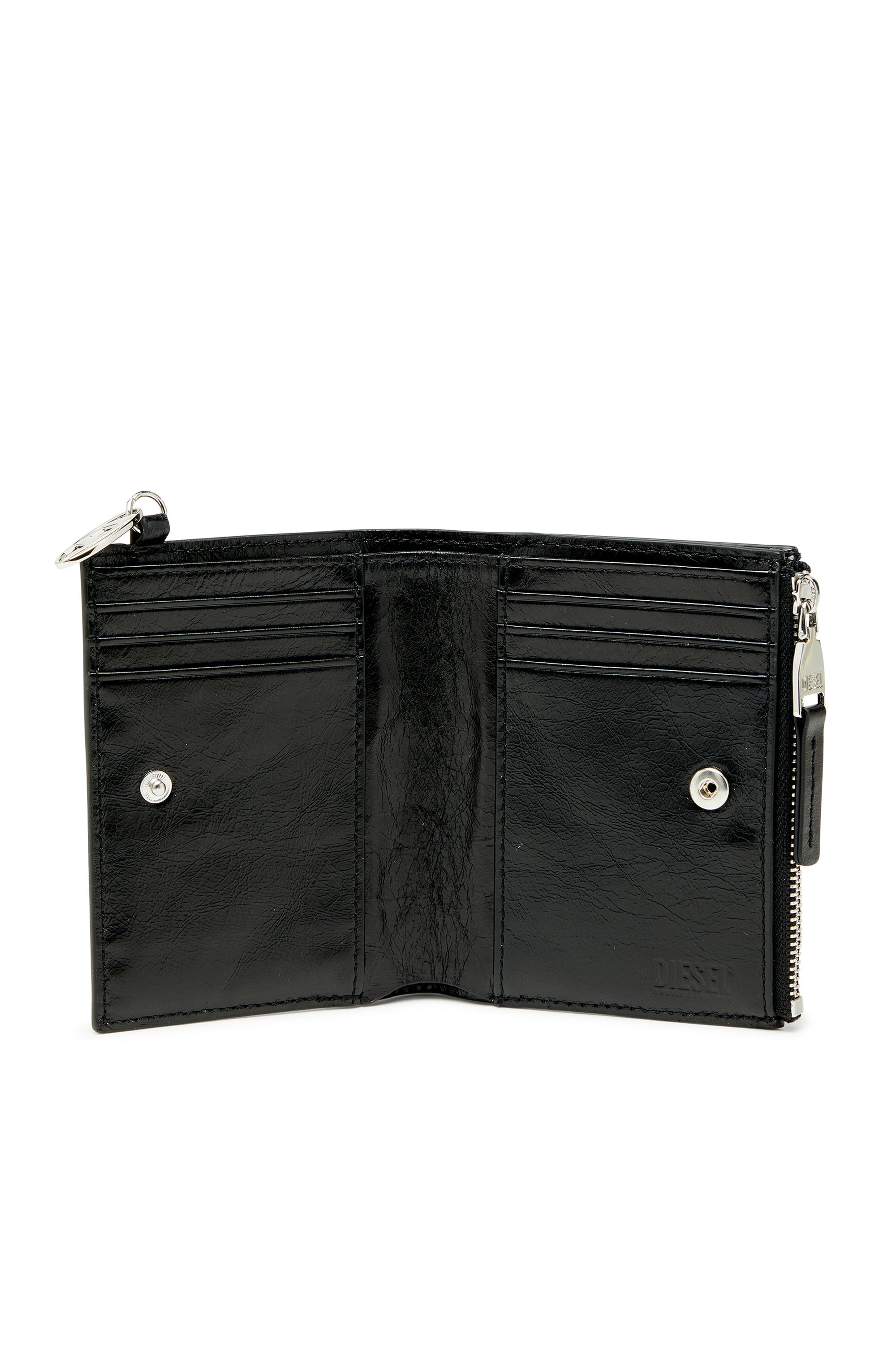 Diesel - OVAL-D BI FOLD ZIP II, Female's 二つ折りウォレット in ブラック - 3