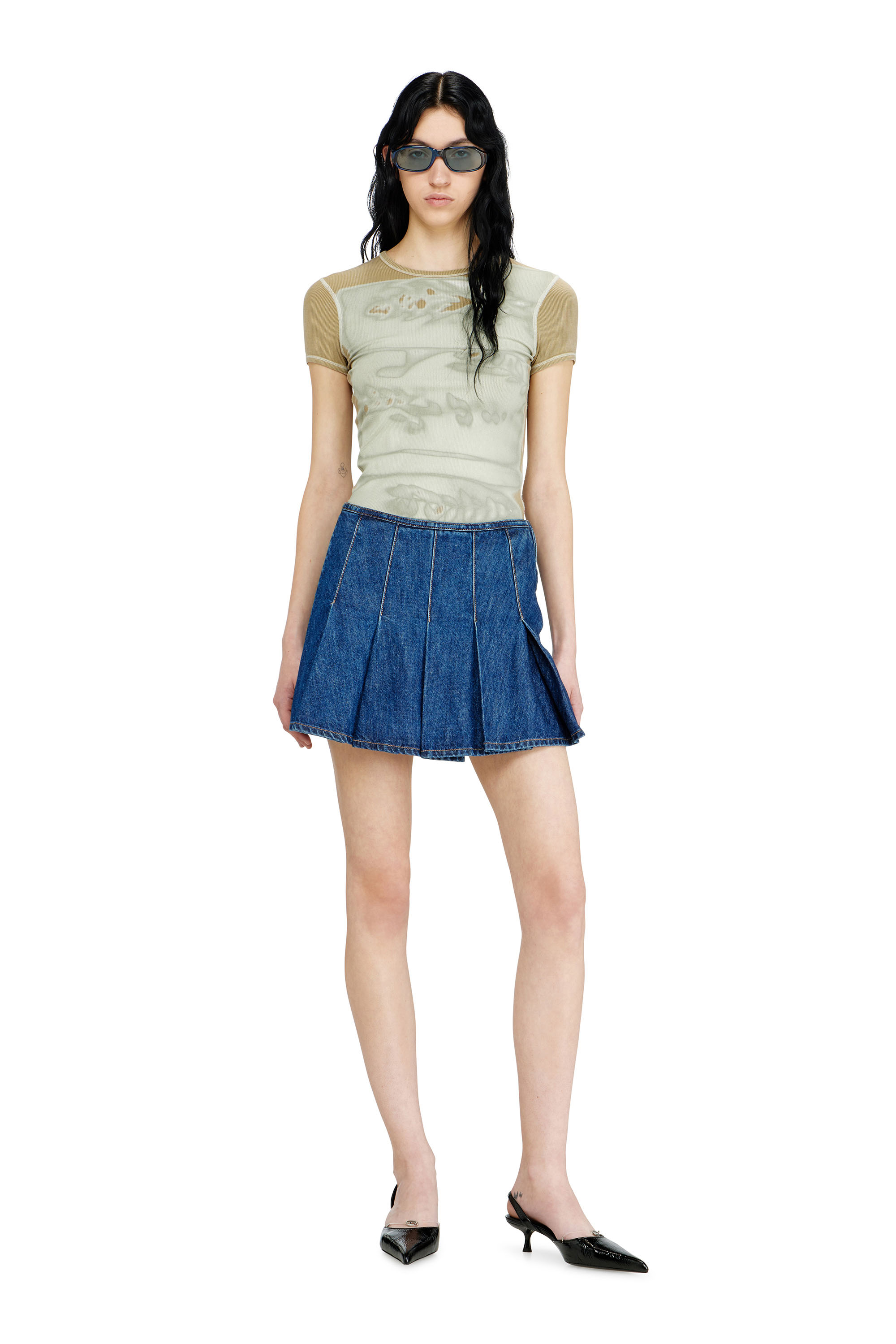 Diesel - T-ELE-LONG-AA1, Female's 半袖トップ in グリーン - 1