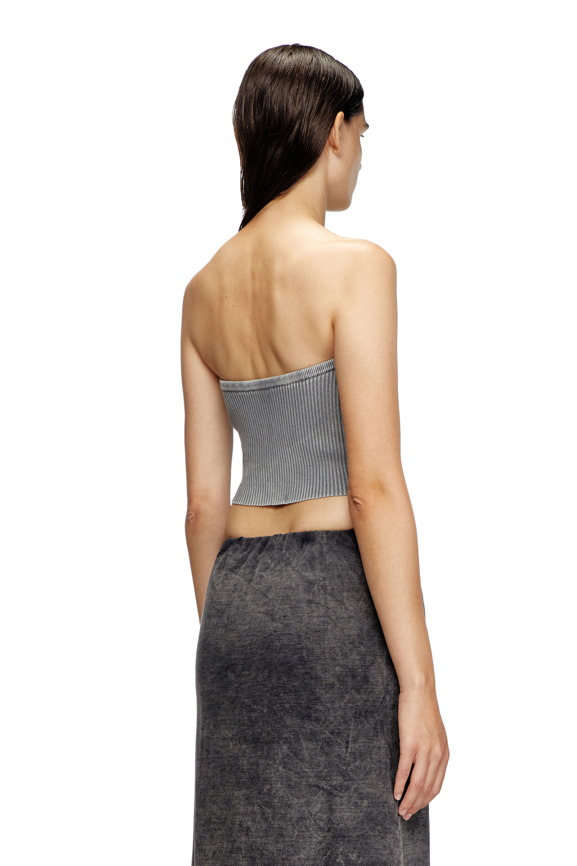 Diesel - M-CLARKSVILLE-R, Female's Knit tube top with rusty-look Oval D in グレー - 4