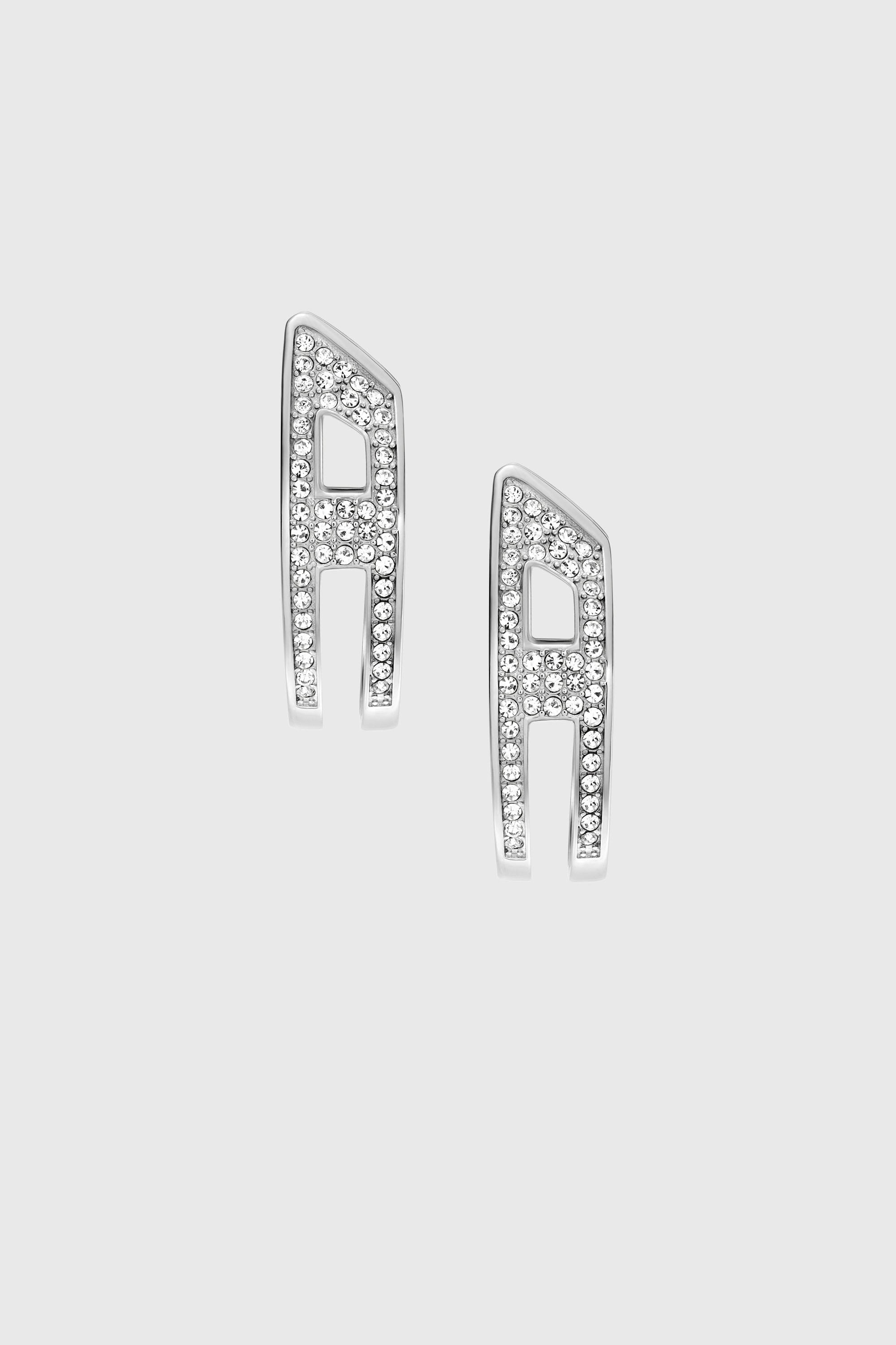 Diesel - DX1739040, Unisex's Stainless steel pave hoop earrings in シルバー - 2