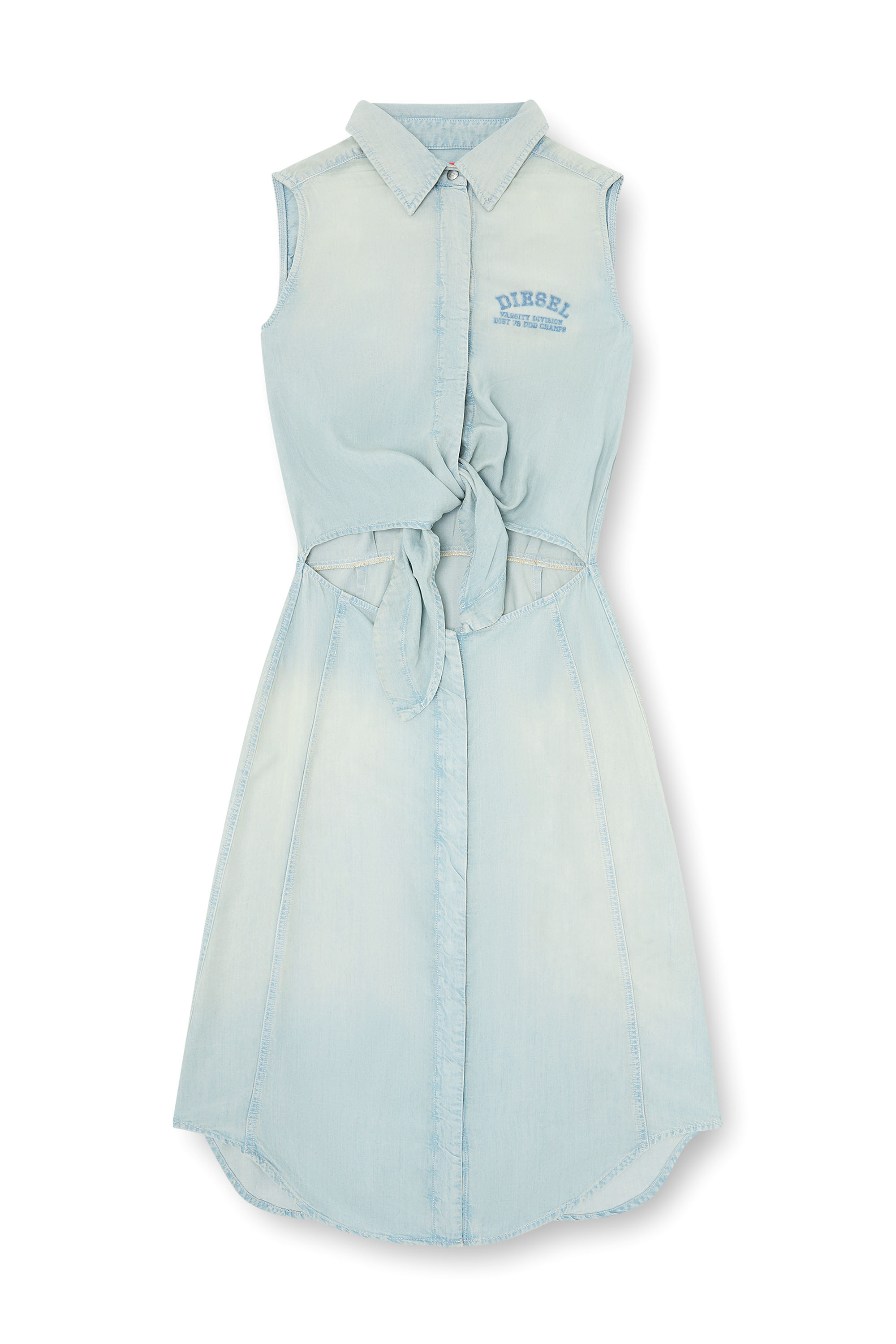Diesel - DE-SUSY-S, Female's Midi dress in fluid dirt-effect denim in ライトブルー - 2