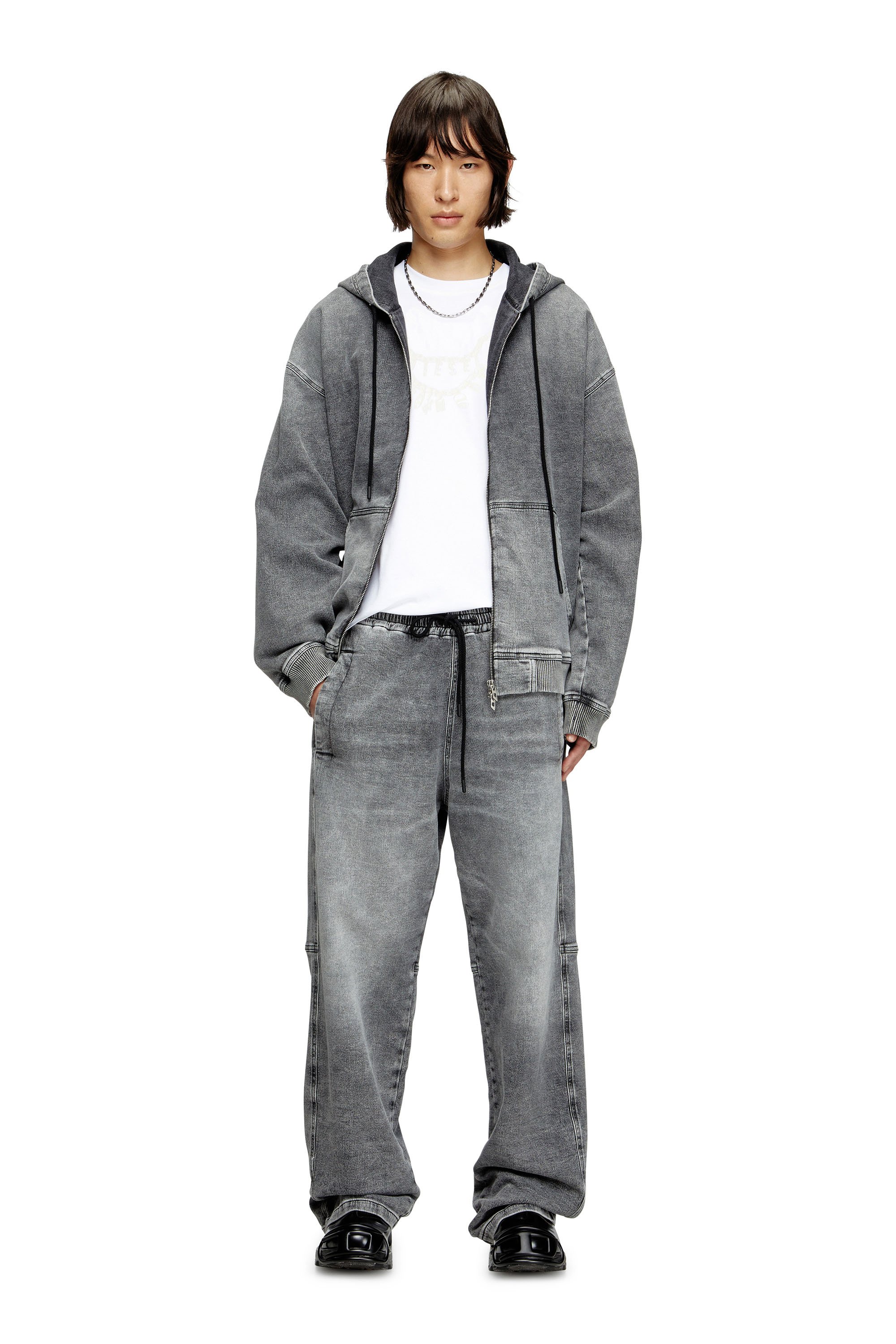 Diesel - Unisex's Relaxed D-Martyans Track Denim 0BEBR, ブラック/ダークグレー - 1