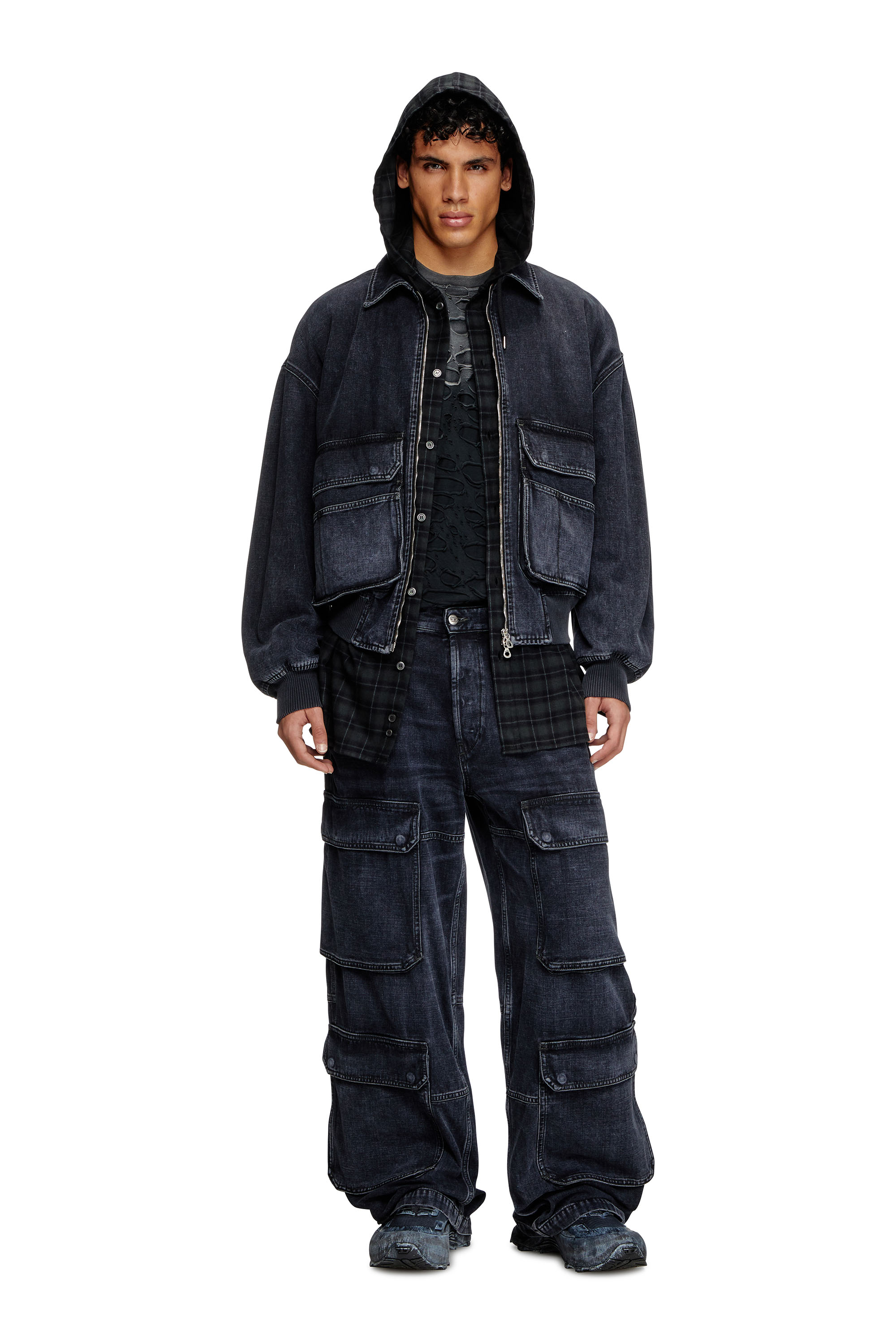 Diesel - D-KURZ, Unisex's Jacket in batavia-weave denim in ブラック - 1