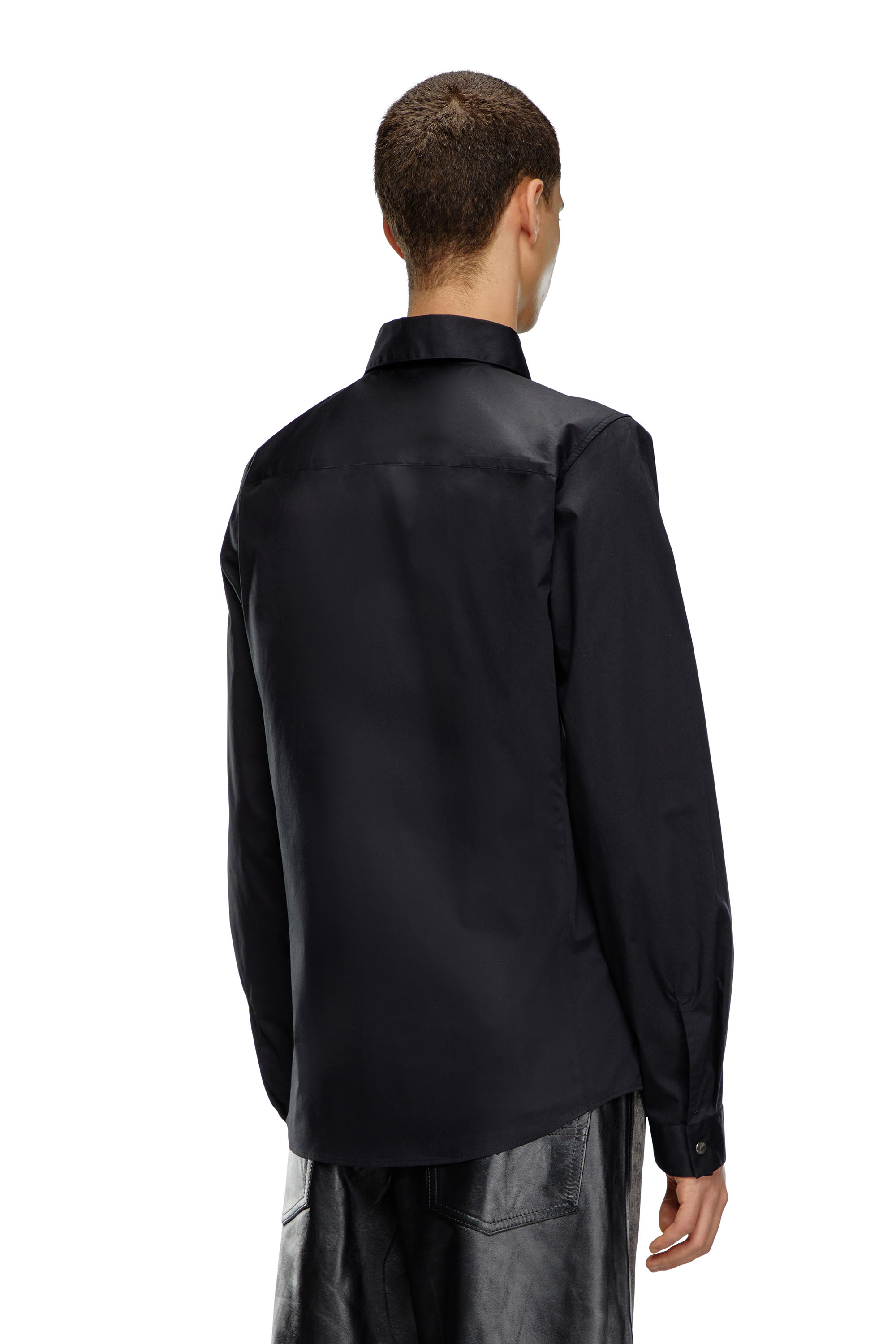 Diesel - S-FITTY-A, Male's Formal shirt with logo-embroidered collar in ブラック - 4