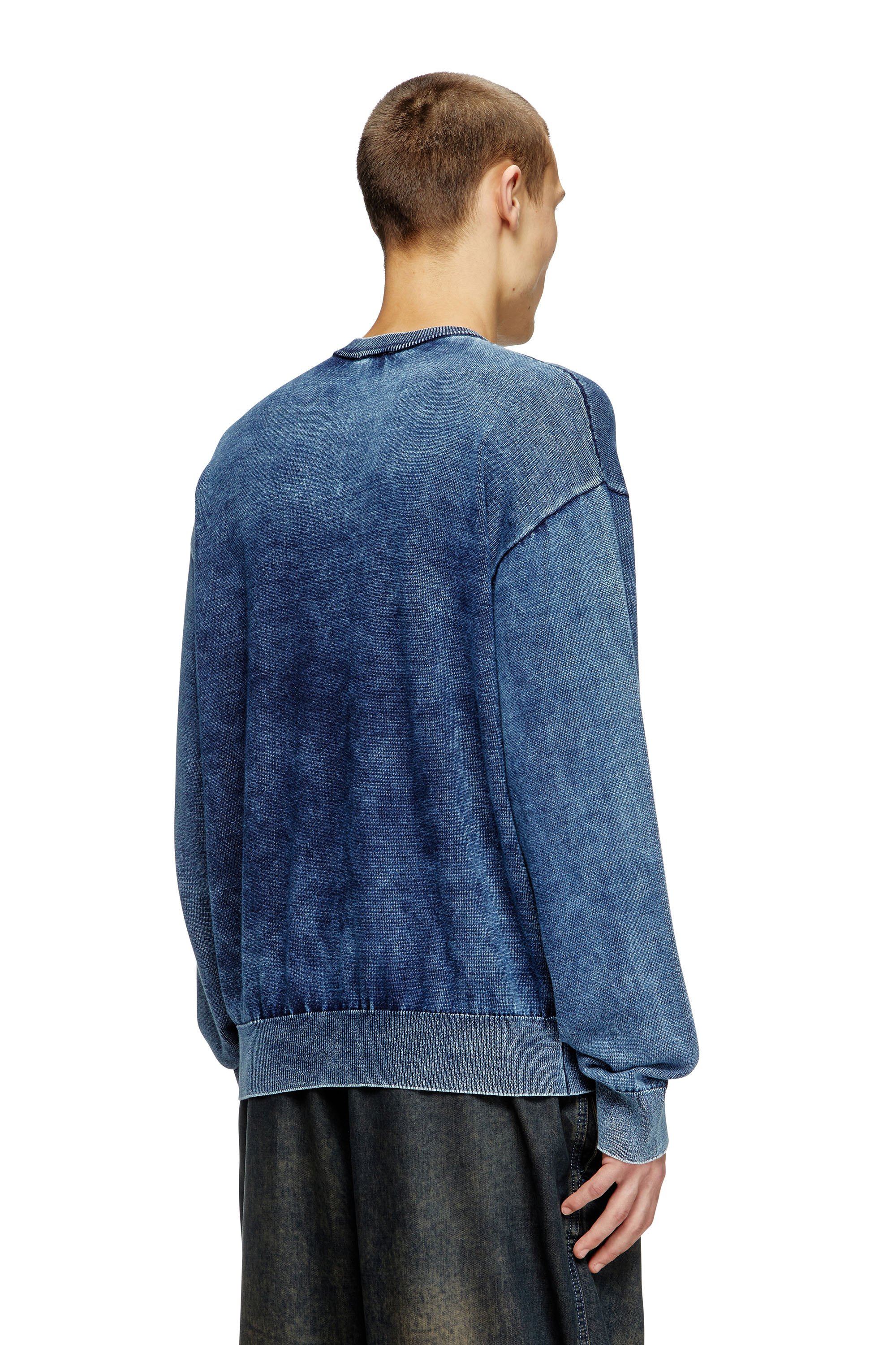 Diesel - K-FENICOL, Male's Indigo jumper with Phoenix logo in ブルー - 4
