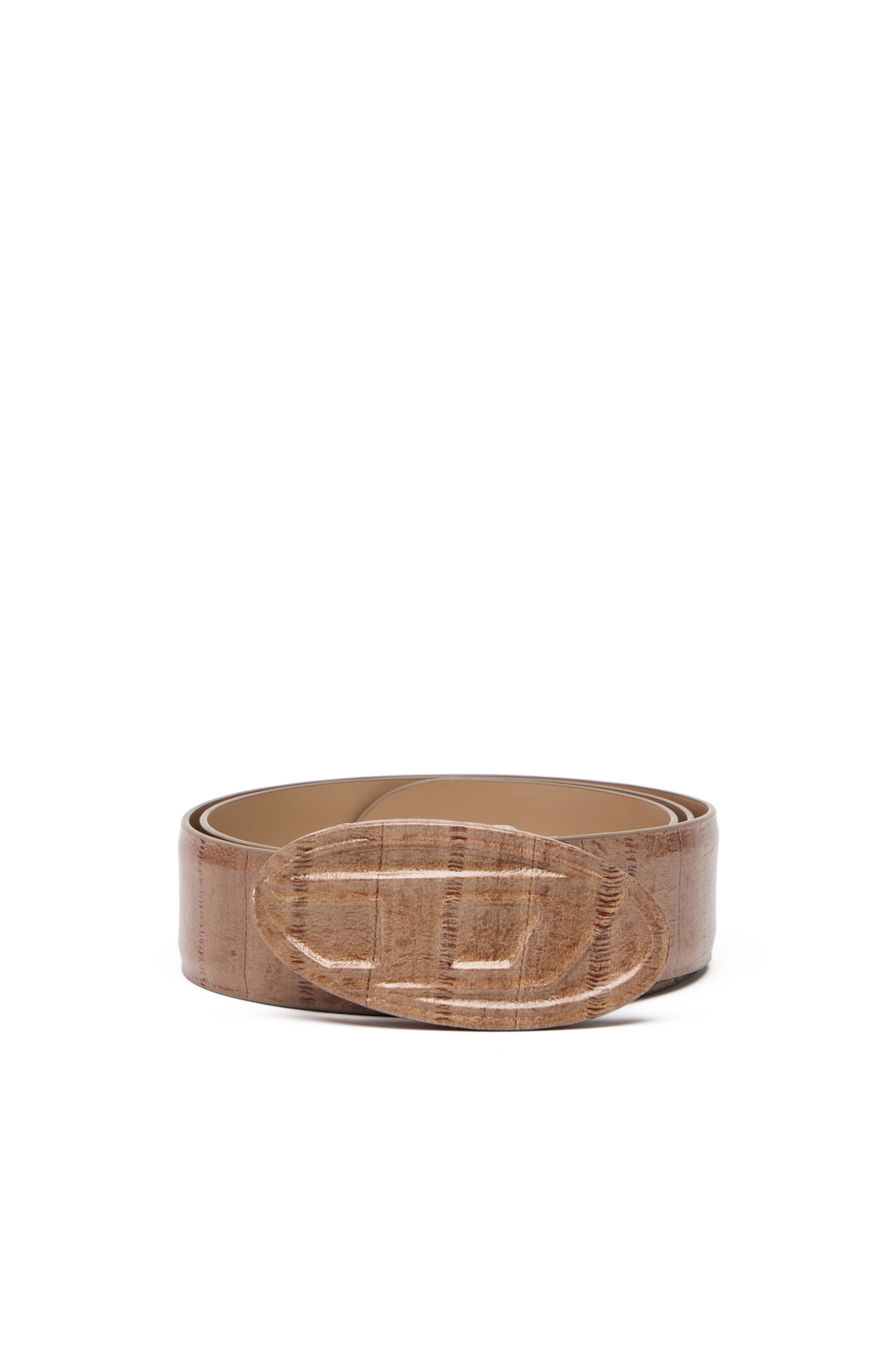 Diesel - B-1DR EMBRACED, Male's 4cm belt in eel-effect leather in ライトブラウン - 2