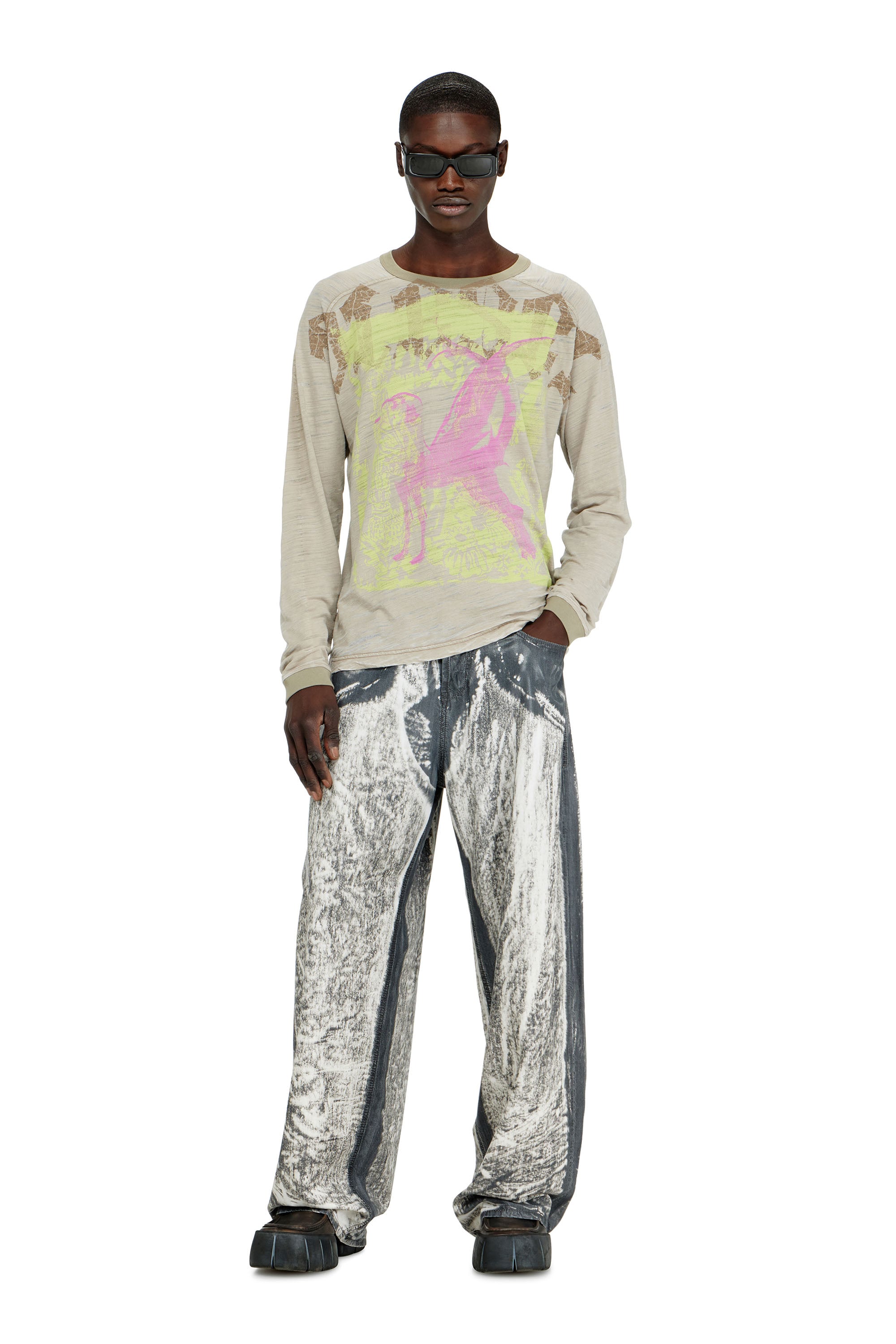 Diesel - T-JORI, Male's Long-sleeve T-shirt in printed jersey in null - 2