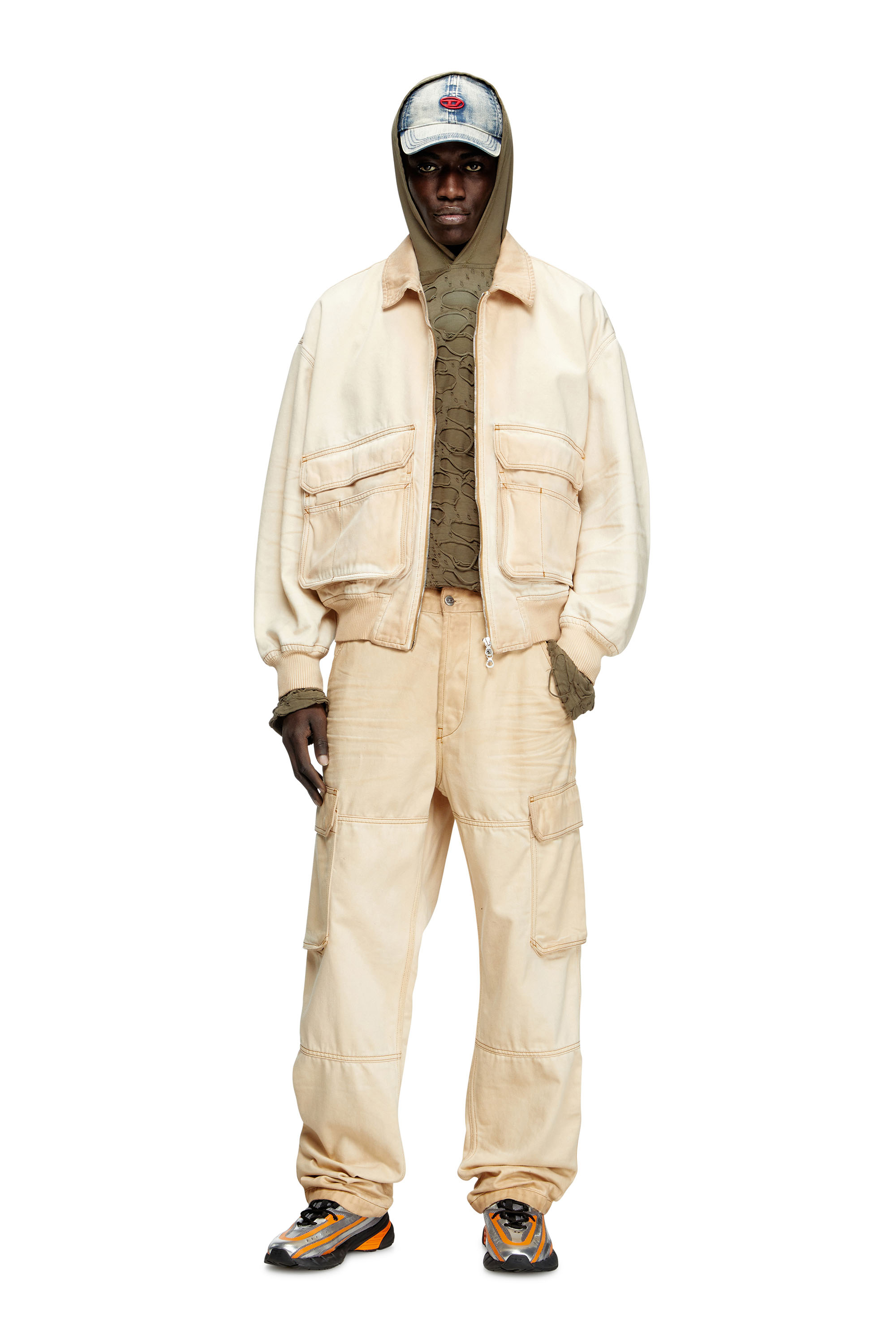 Diesel - D-KURZ, Unisex's Jacket in batavia-weave denim in ベージュ - 2