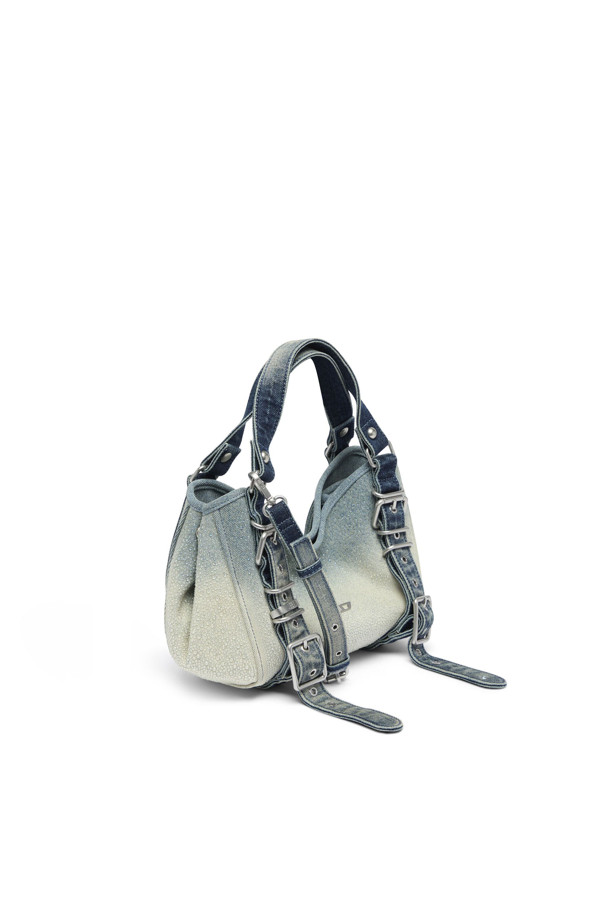 Diesel - D-ONE TOPHANDLE S, Female's D-One-Small top-handle bag in crystal solarised denim in ブルー - 4