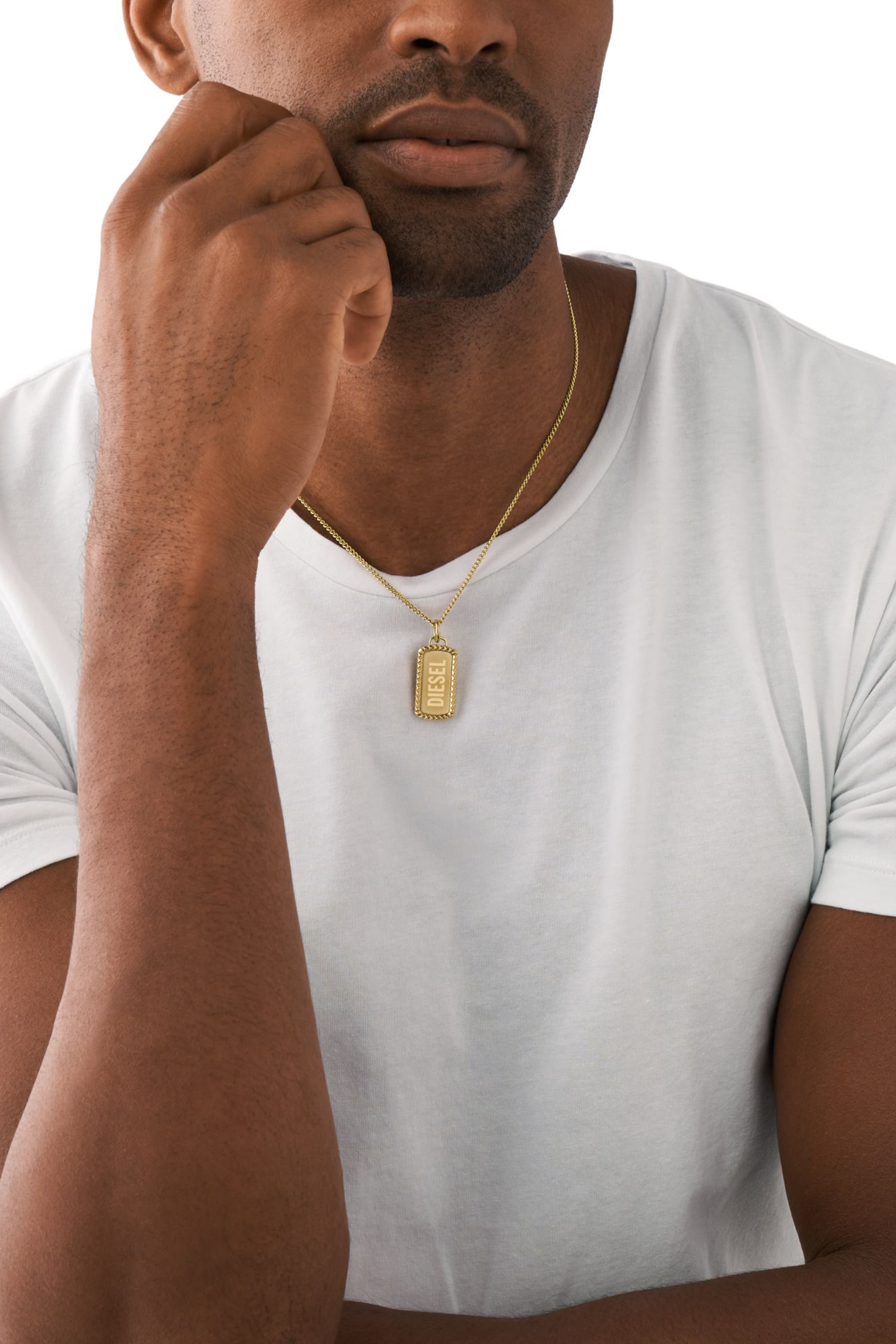 Diesel - DX1456, Unisex's Gold-Tone Stainless Steel Dog Tag Necklace in ゴールド - 3