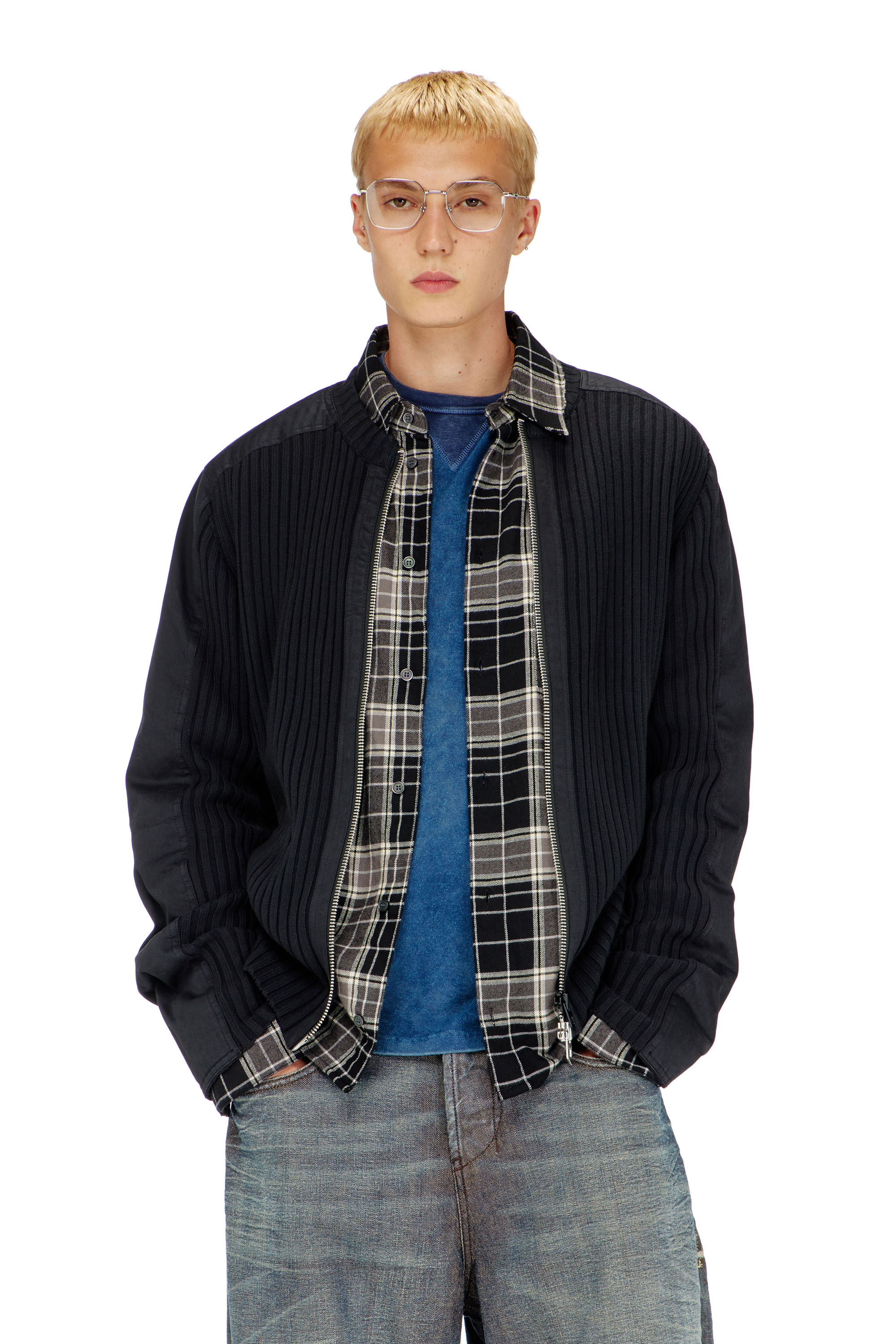 Diesel - K-MATTY, Male's ジップカーディガン in ブラック - 1