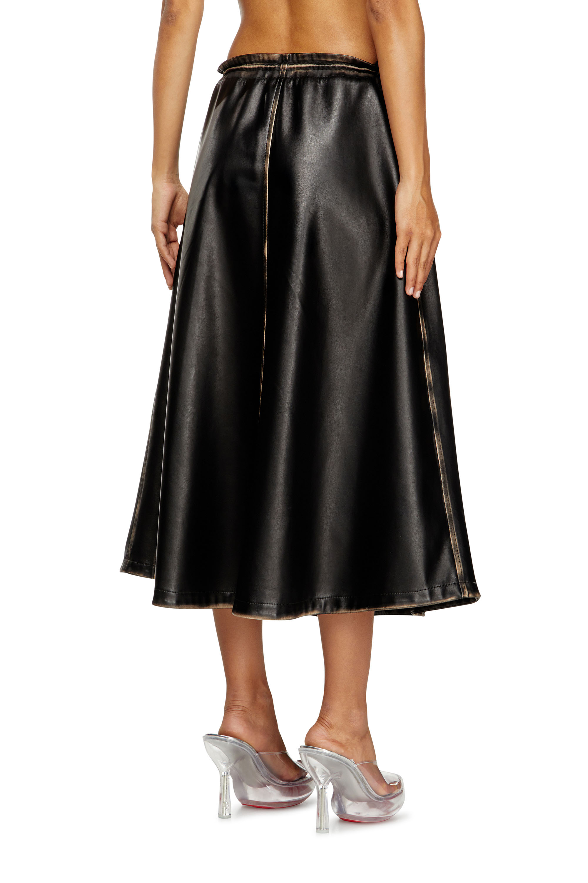 Diesel - O-BLIVION, Female's Skirt in treated technical fabric in ブラック/ブラウン - 4