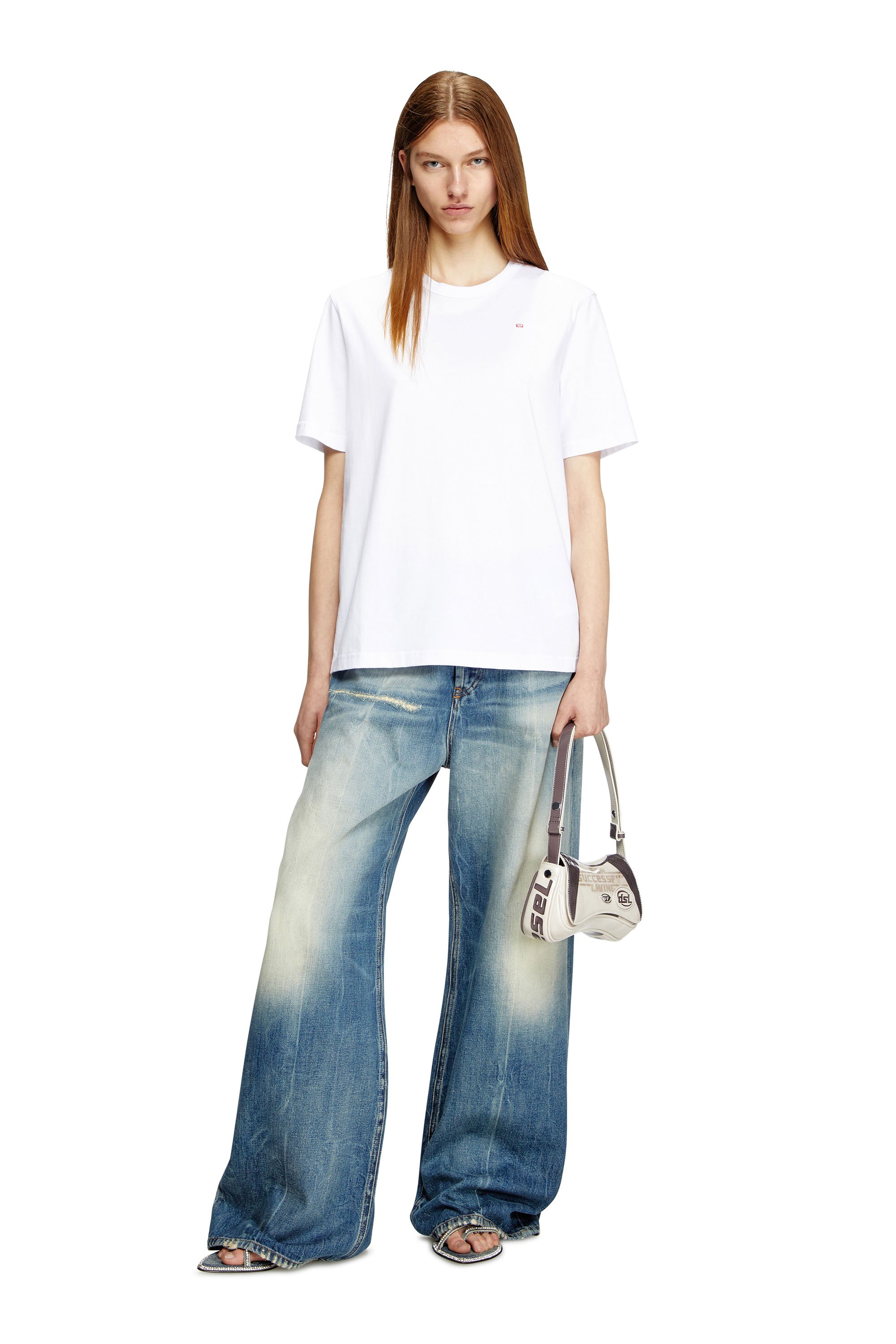 Diesel - T-ADJUST-MICRODIV, Unisex's T-shirt with micro-embroidered logo in ホワイト - 6