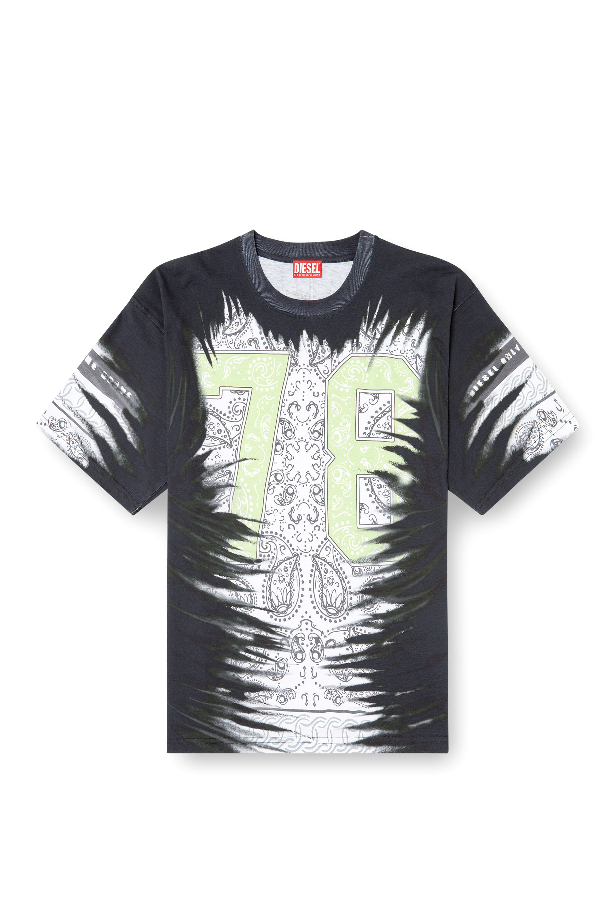 Diesel - T-BOXT-78-R1, Male's T-shirt with 78 bandana print in ブラック - 2