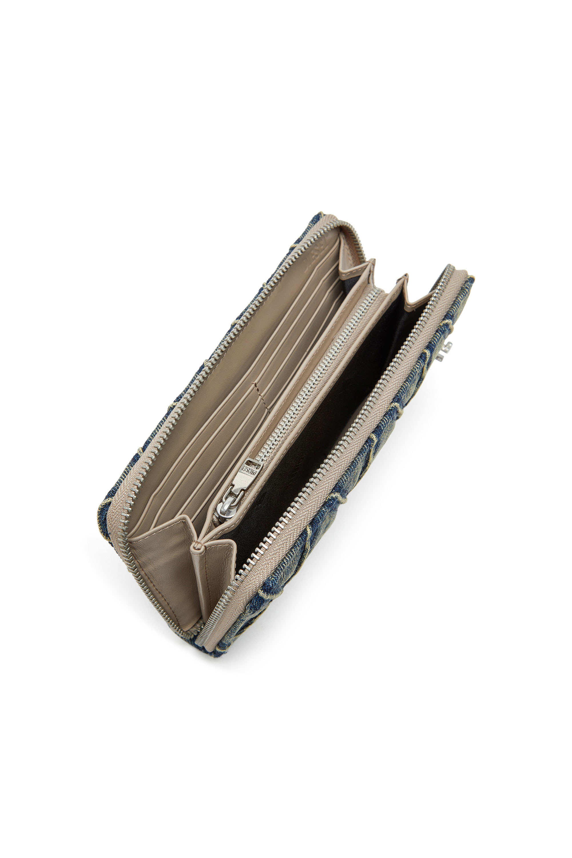 Diesel - CHARM-D CONTINENTAL ZIP L, Female's Zip wallet in Argyle quilted denim in ダークブルー - 3