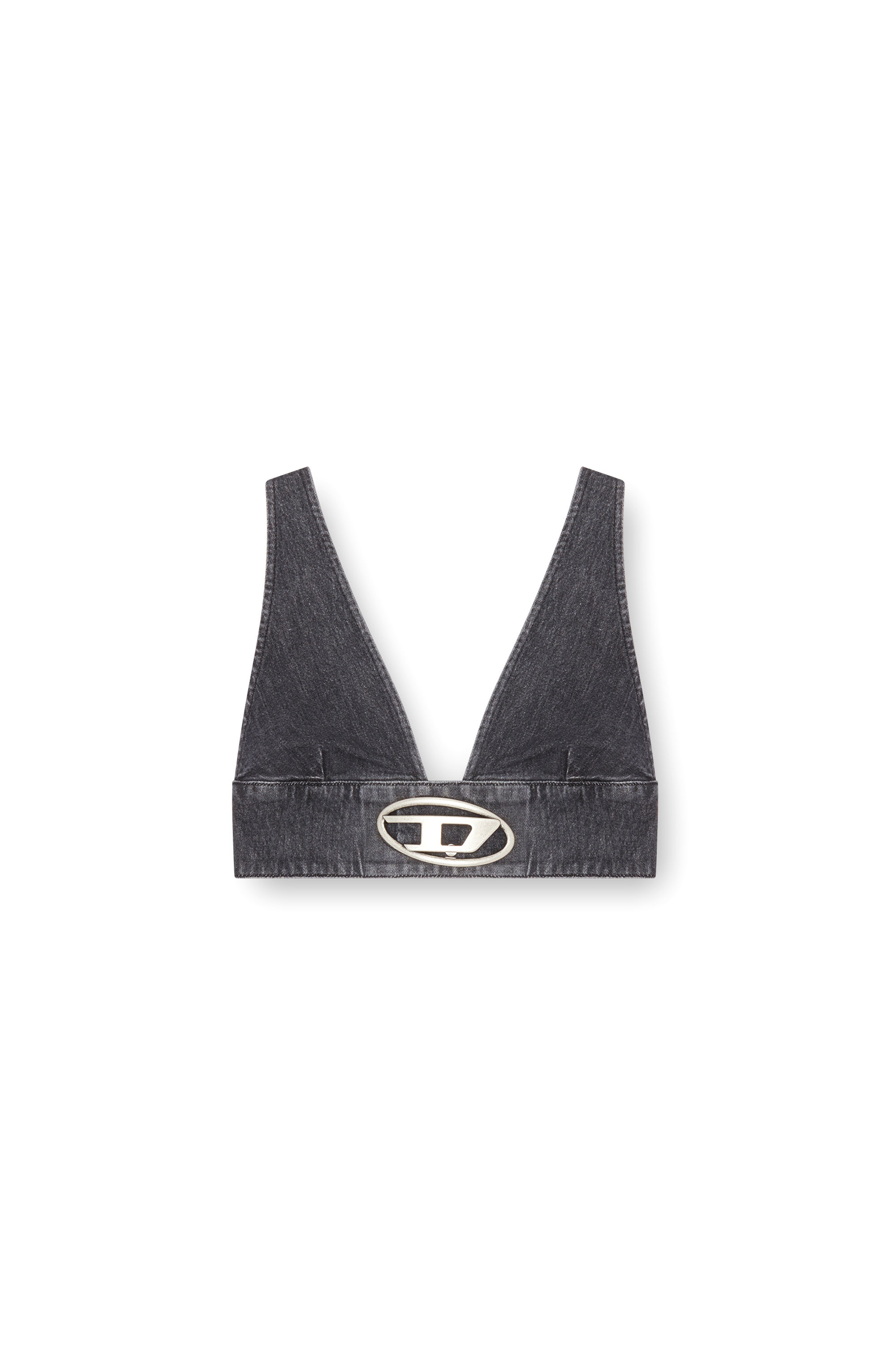 Diesel - DE-ELLY-S, Female's Denim bra top with Oval D plaque in ブラック - 3