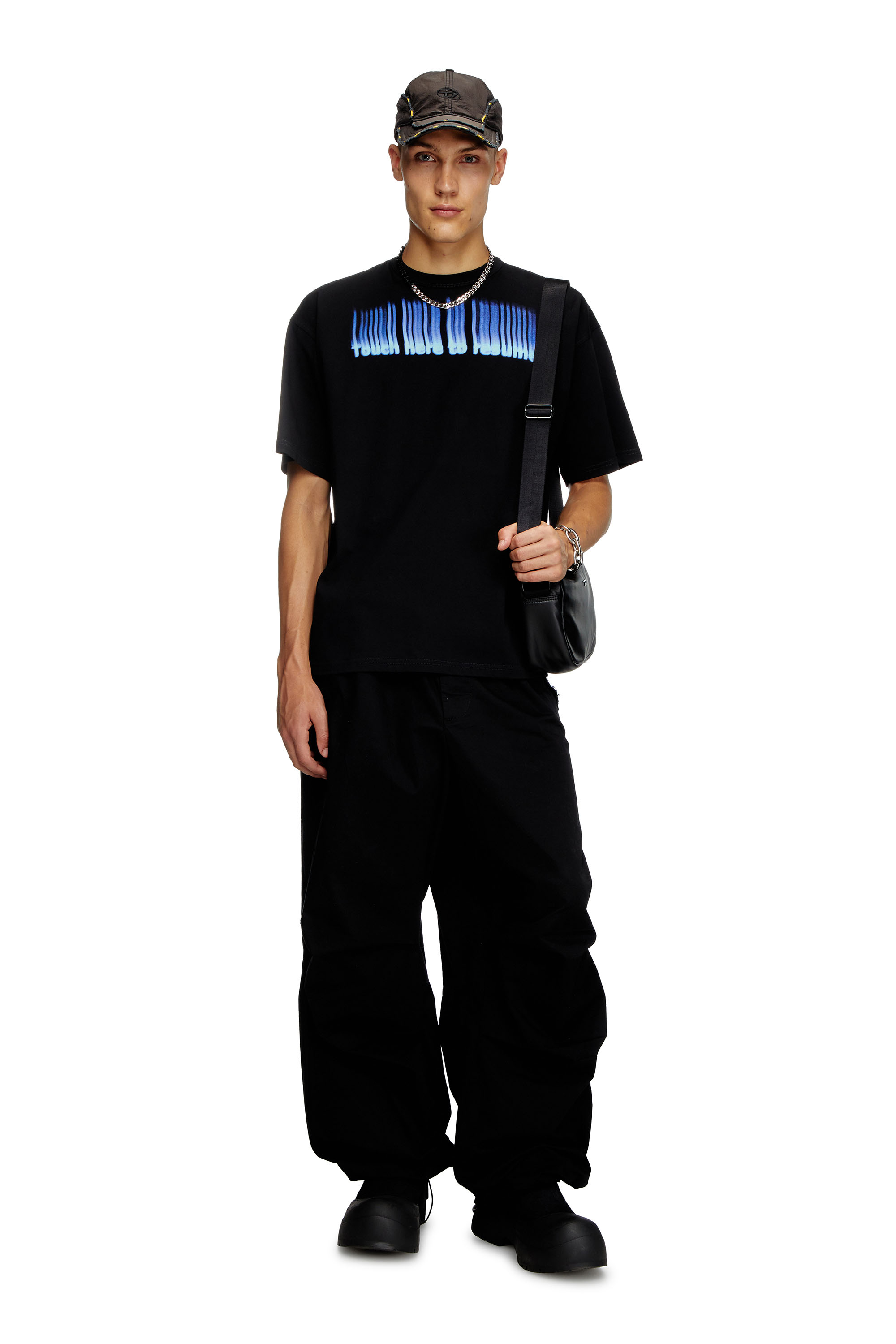Diesel - T-BOXT-R14, Male's T-shirt with slogan print in ブラック - 2
