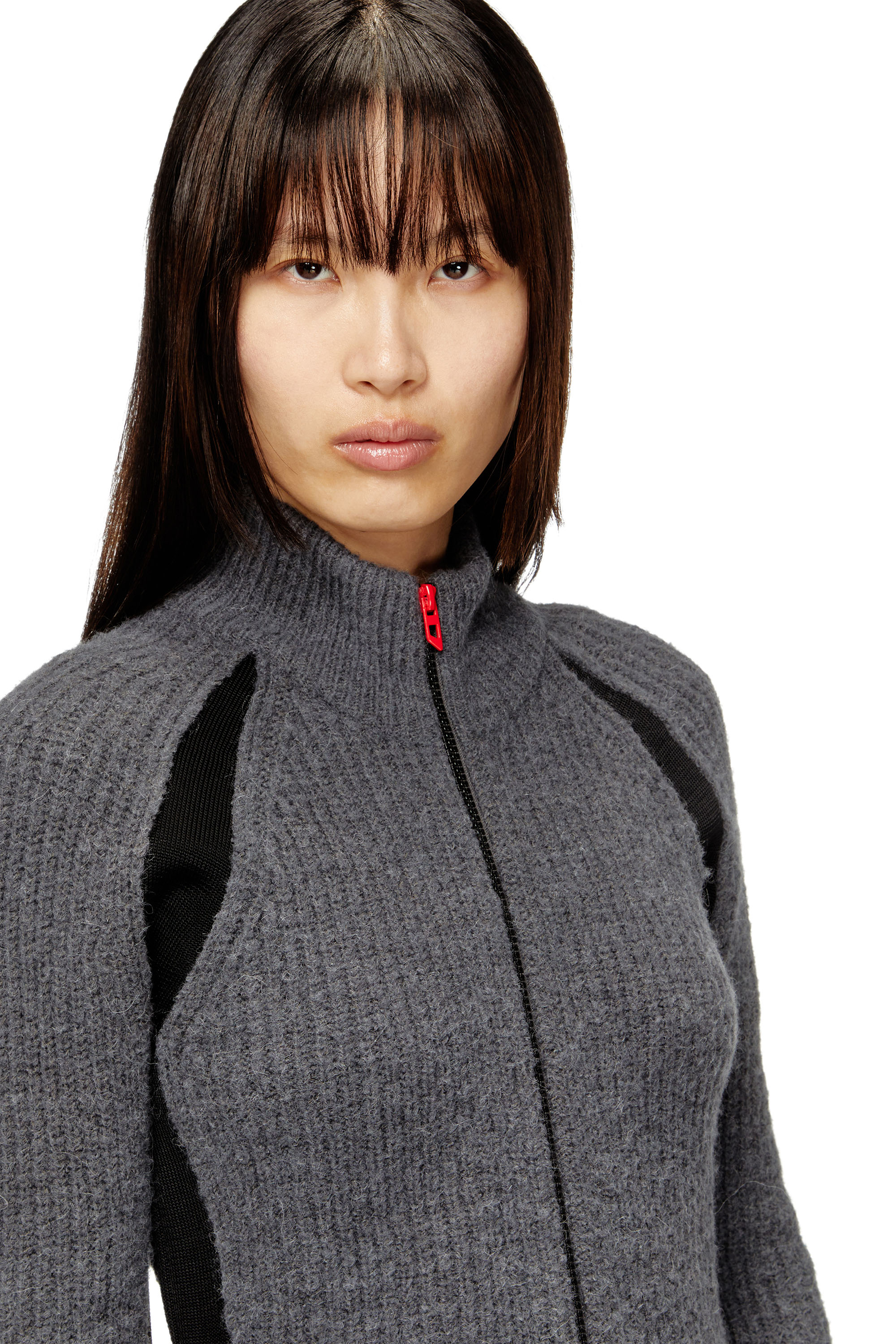 Diesel - M-LOUISE, Female's ジップカーディガン in グレー - 4