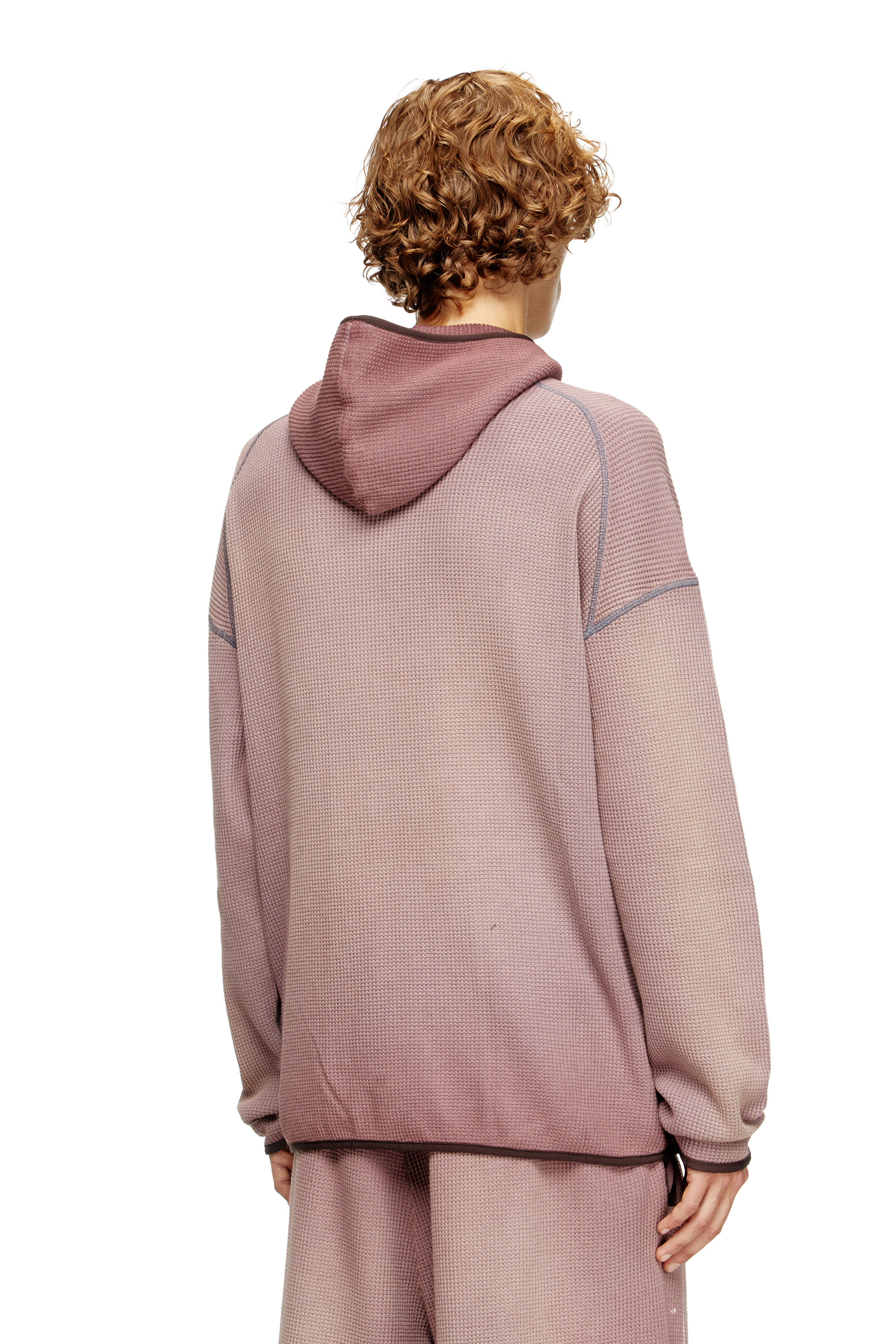 Diesel - S-WAF-HOOD-NEW, Male's Faded waffle hoodie with graphic print in バイオレット - 4
