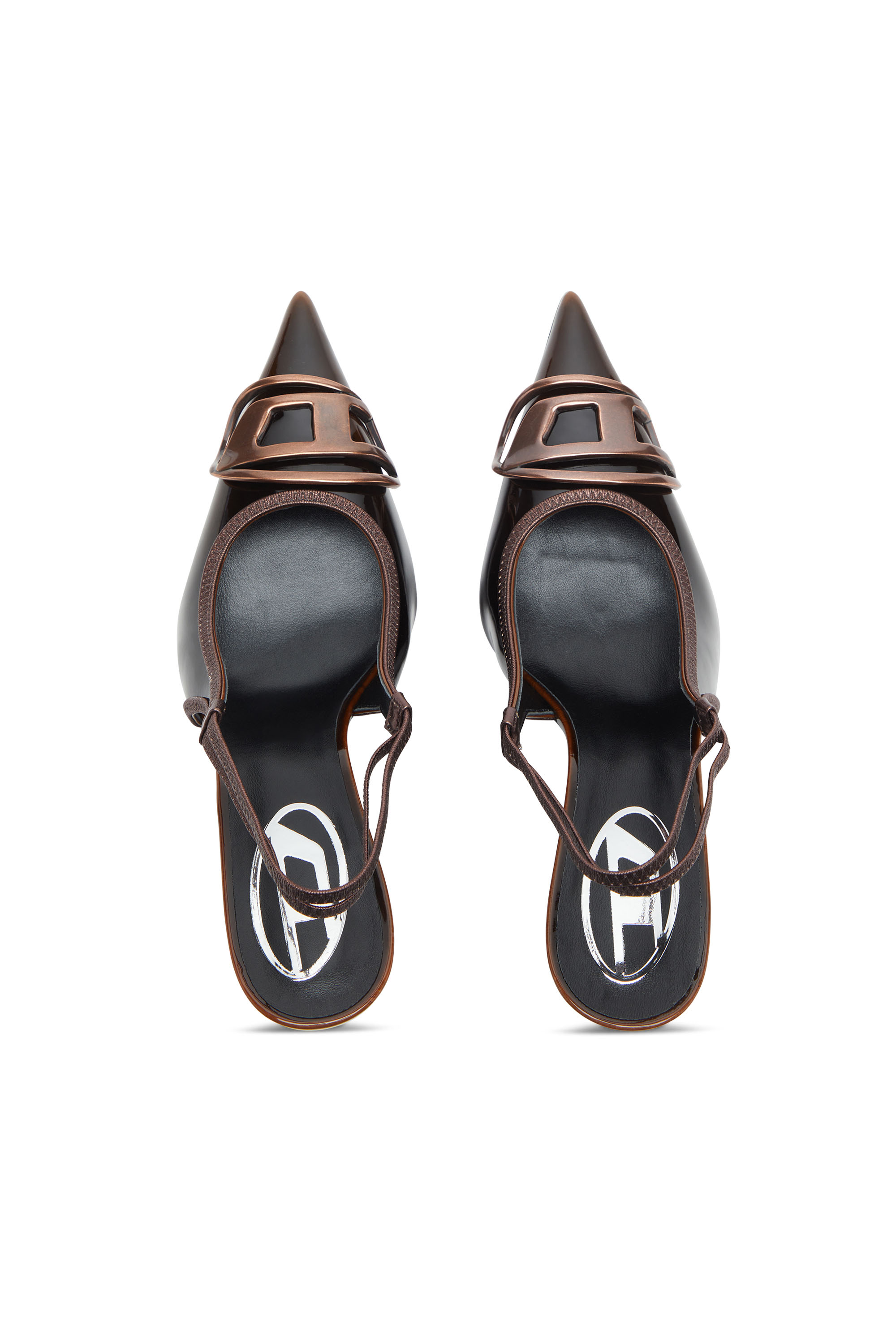 Diesel - D-VENUS SB, Female's D-Venus-Patent slingback pumps with dégradé effect in ブルー/ブラウン - 4