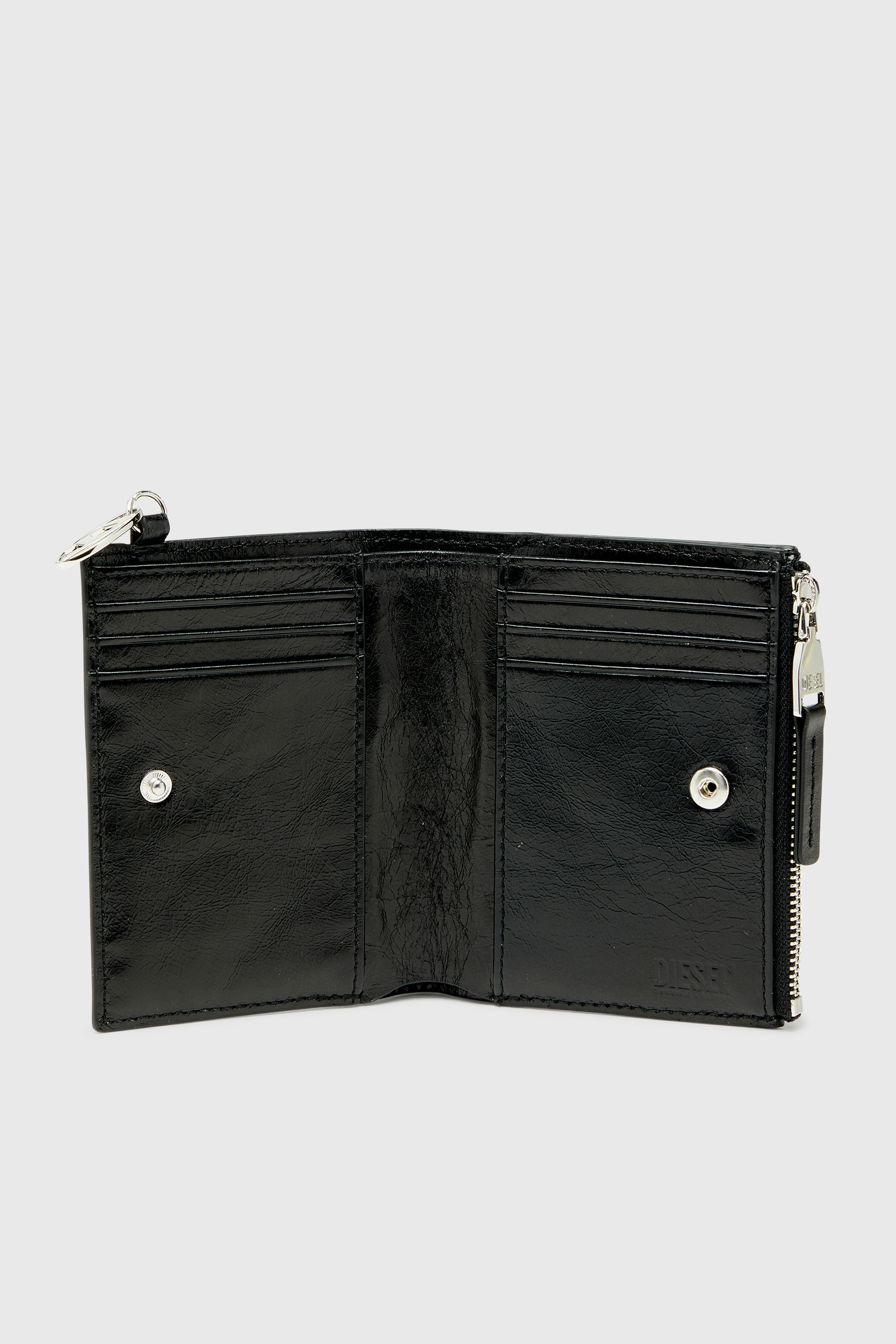 Diesel - OVAL-D BI FOLD ZIP II, Female's 二つ折りウォレット in ブラック - 3