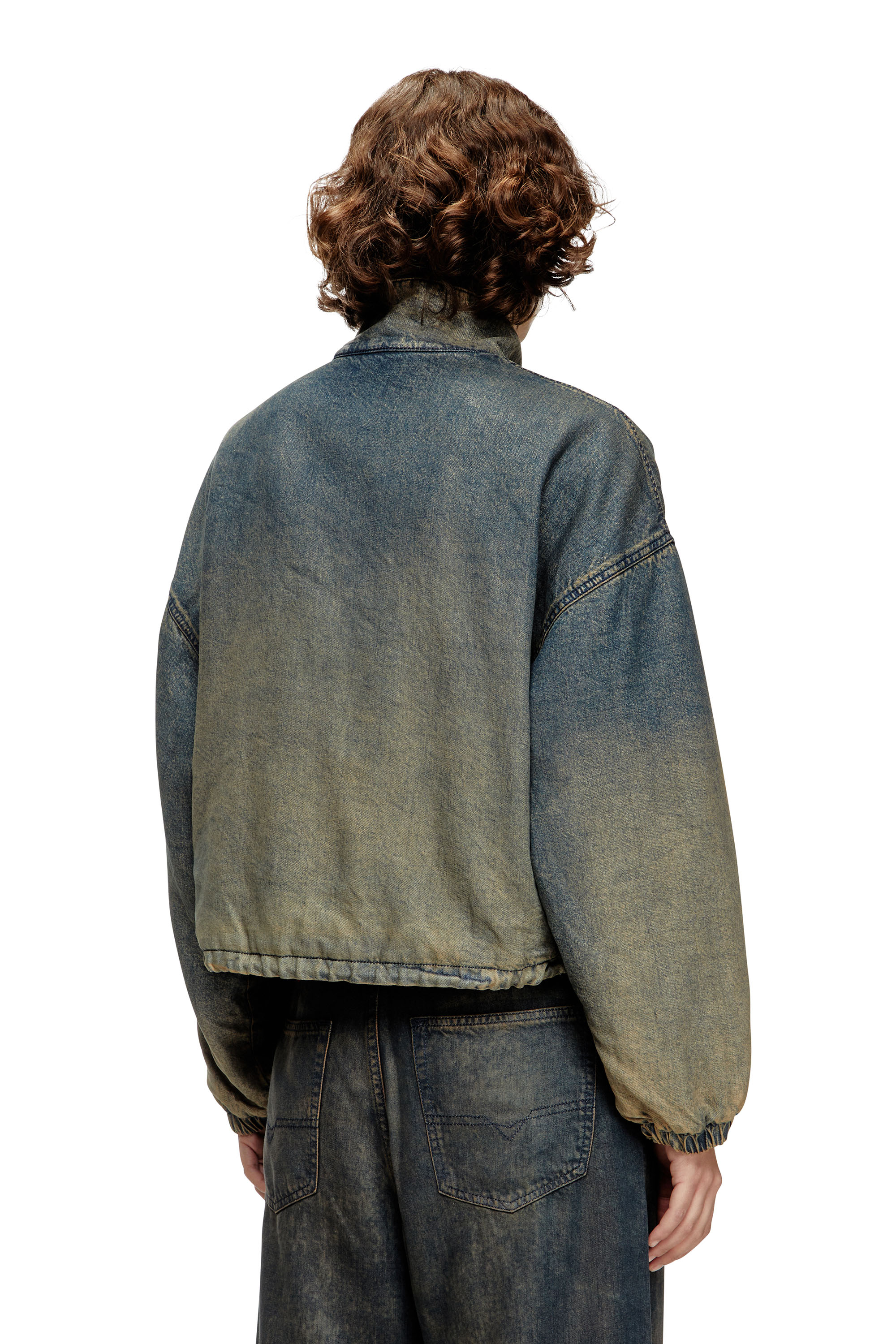 Diesel - DE-FLOWER-S, Female's Zipped jacket in fluid shaded denim in ミディアムブルー - 5