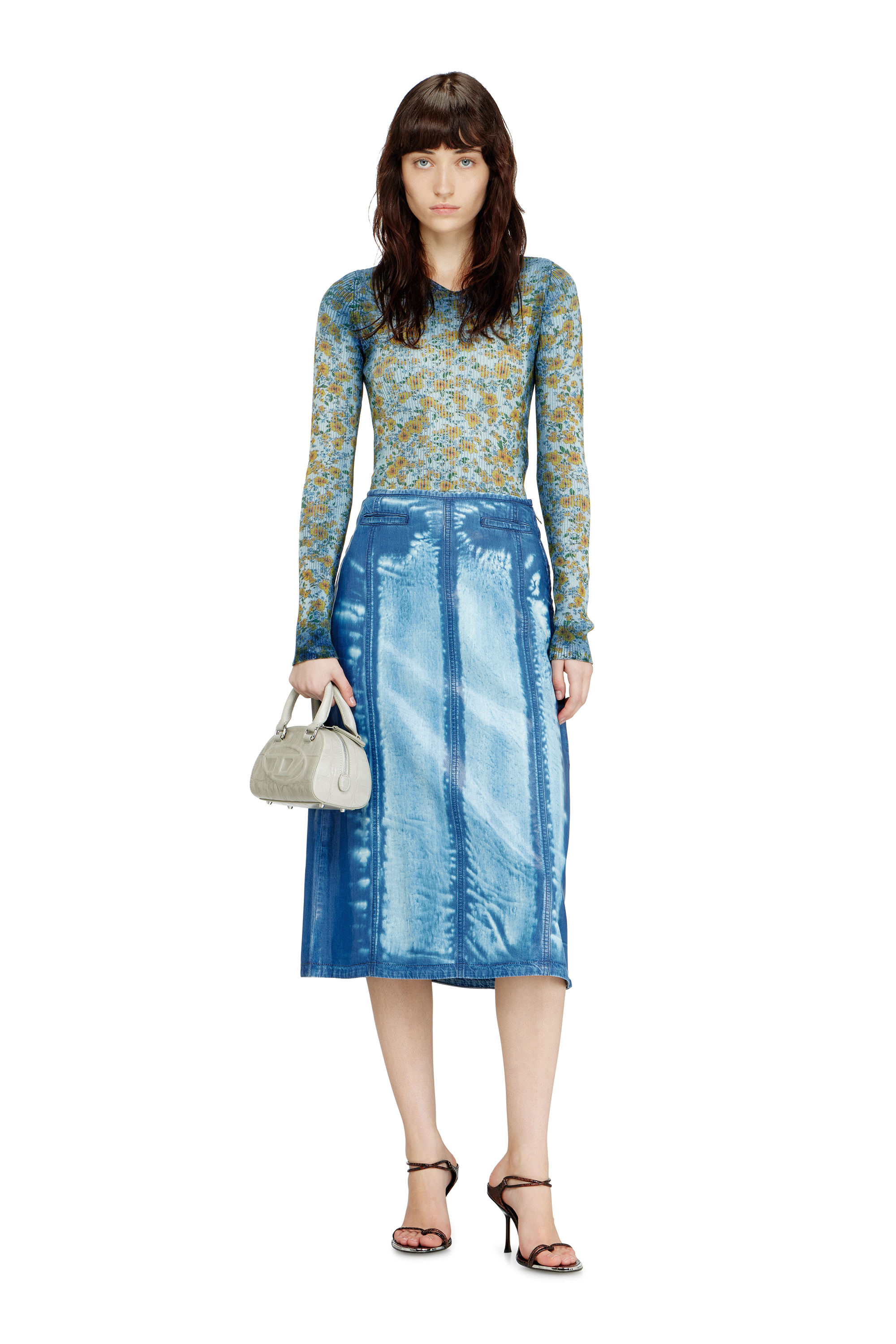 Diesel - 1DR DOME CROSSBODY, Female's 1DR Dome-Mini bowling bag in croc-effect leather in グレー - 1