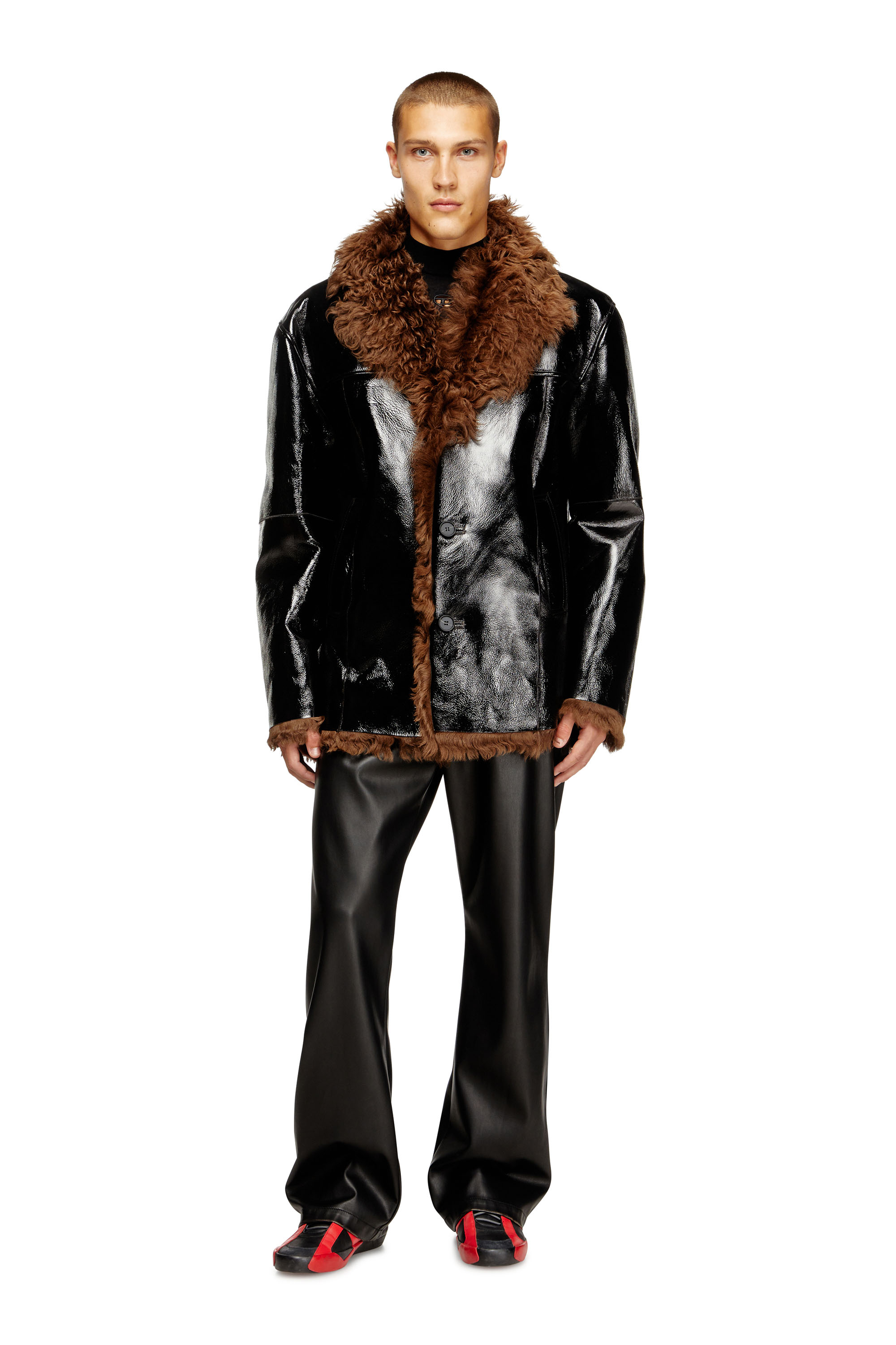 Diesel - L-HARNETT, Male's レザージャケット in ブラック/ブラウン - 1