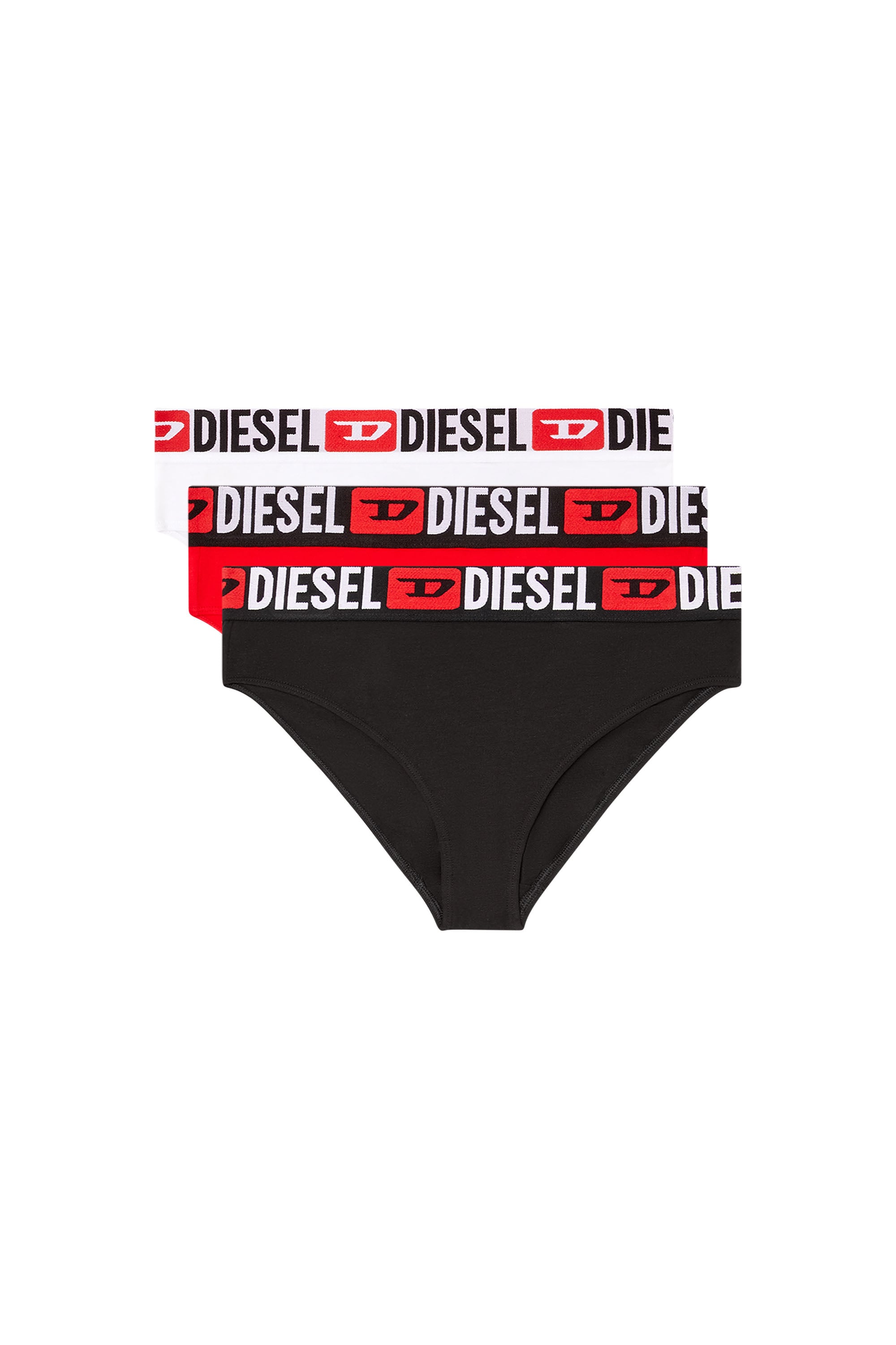 Diesel - SAM-D-CORE-3PACK, Female's Three-pack briefs with maxi-logo waist in レッド/ブラック - 3