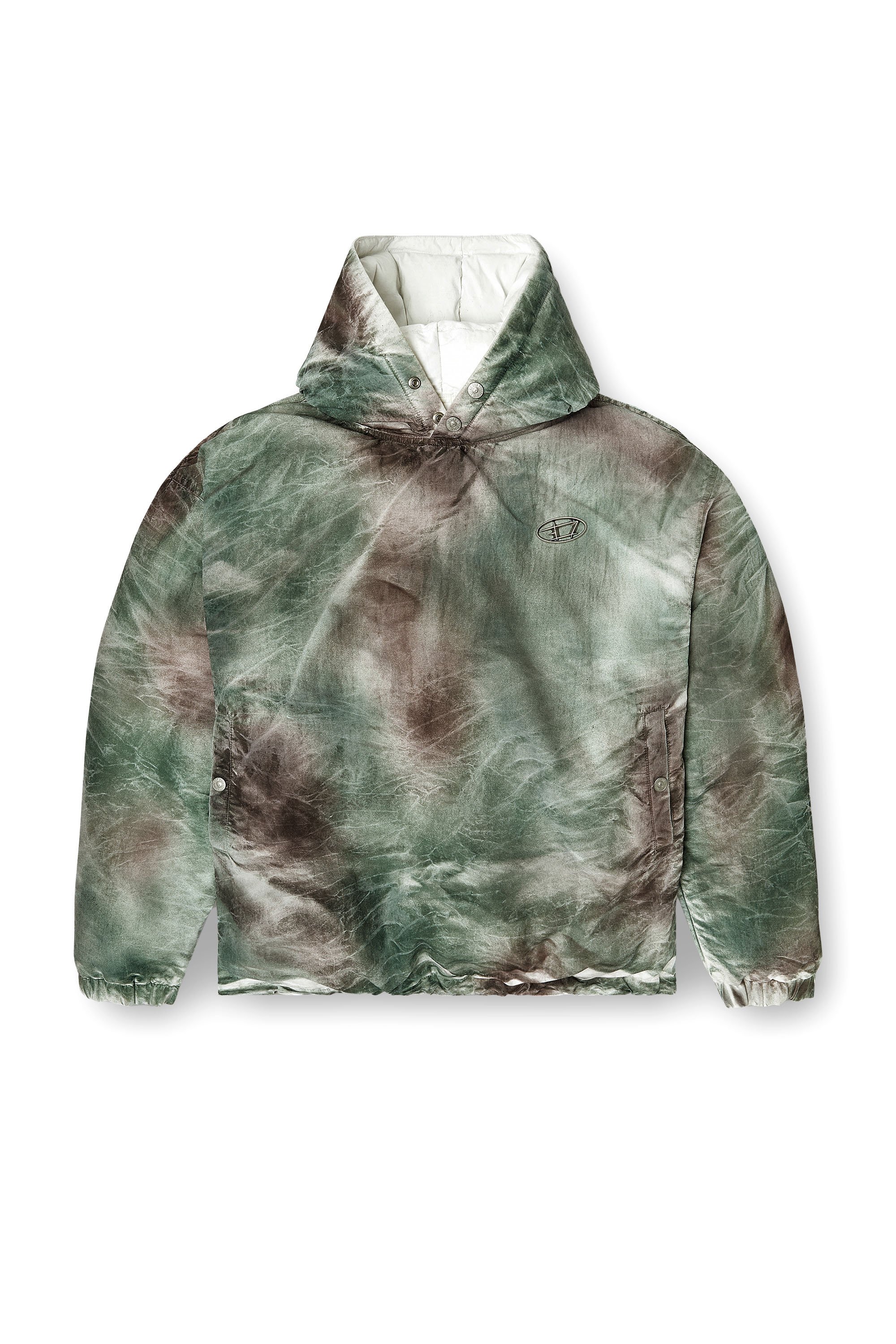 Diesel - W-THUG-JKT-PUFFY, Unisex's Puffy hooded jacket in camo nylon in ブラウン/グリーン - 3