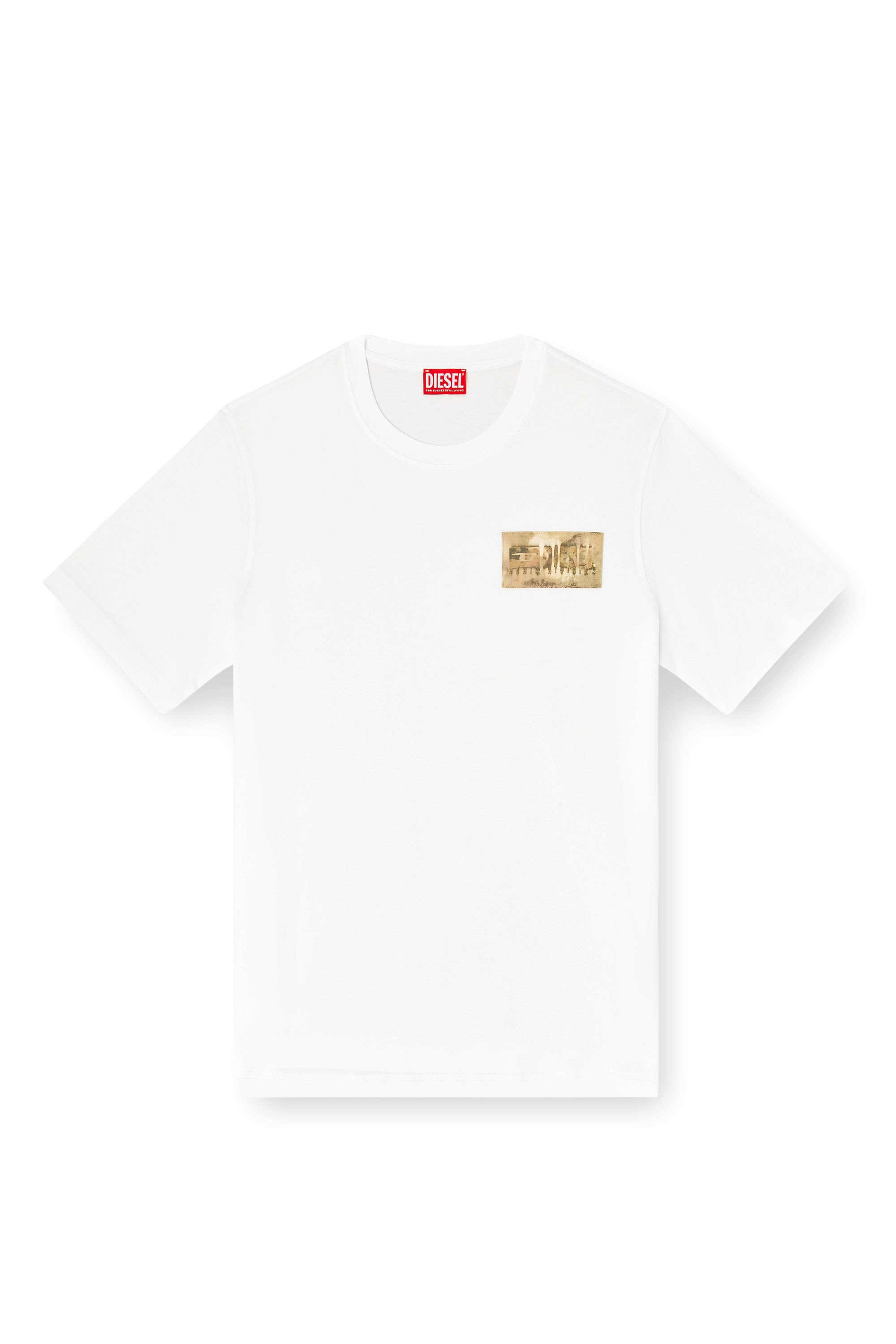 Diesel - T-ADJUST-V4, Male's T-shirt with camouflage patch in ホワイト - 2