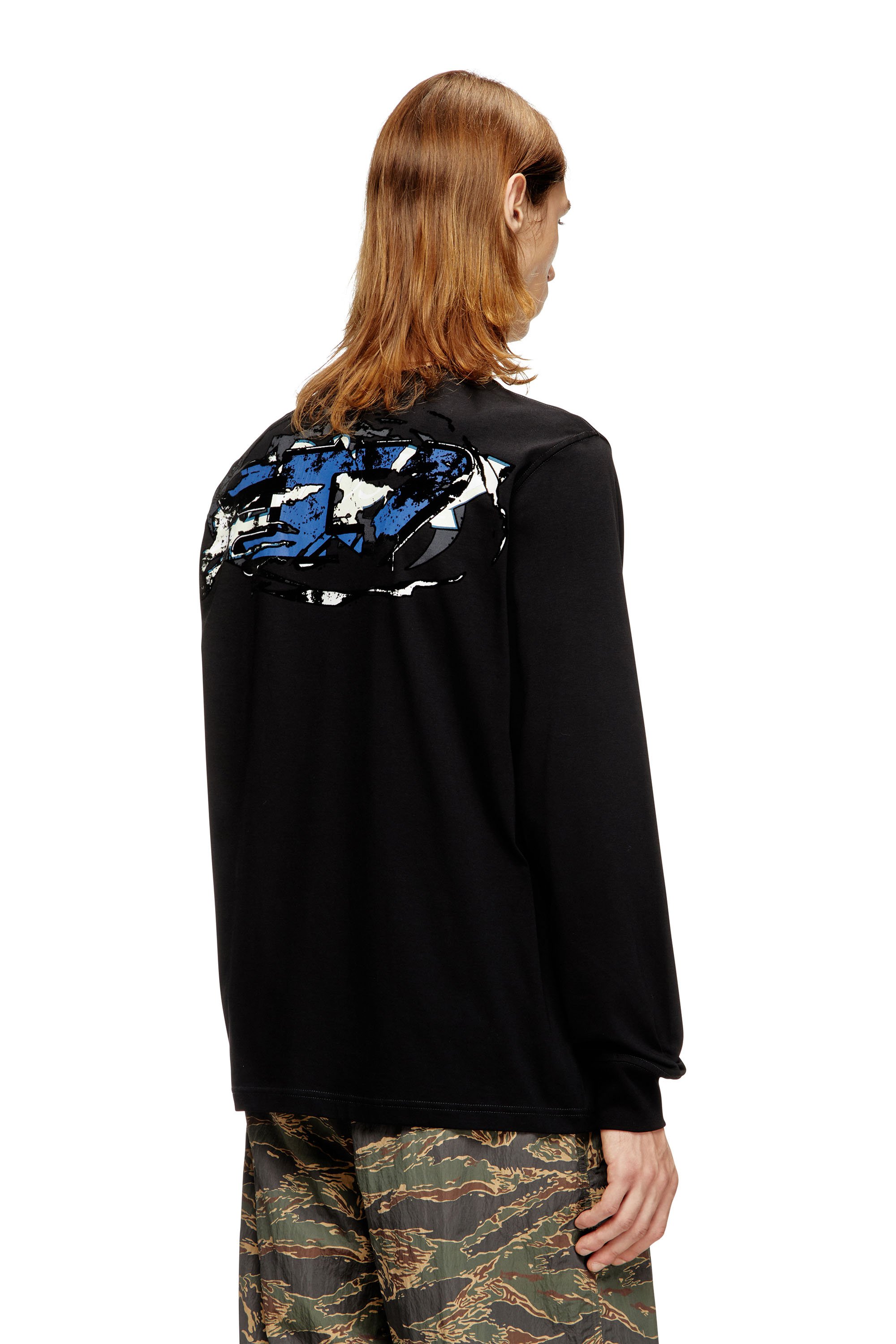 Diesel - T-ADJUST-LS-T1, Male's Cotton T-shirt with back graphic print in ブラック - 4