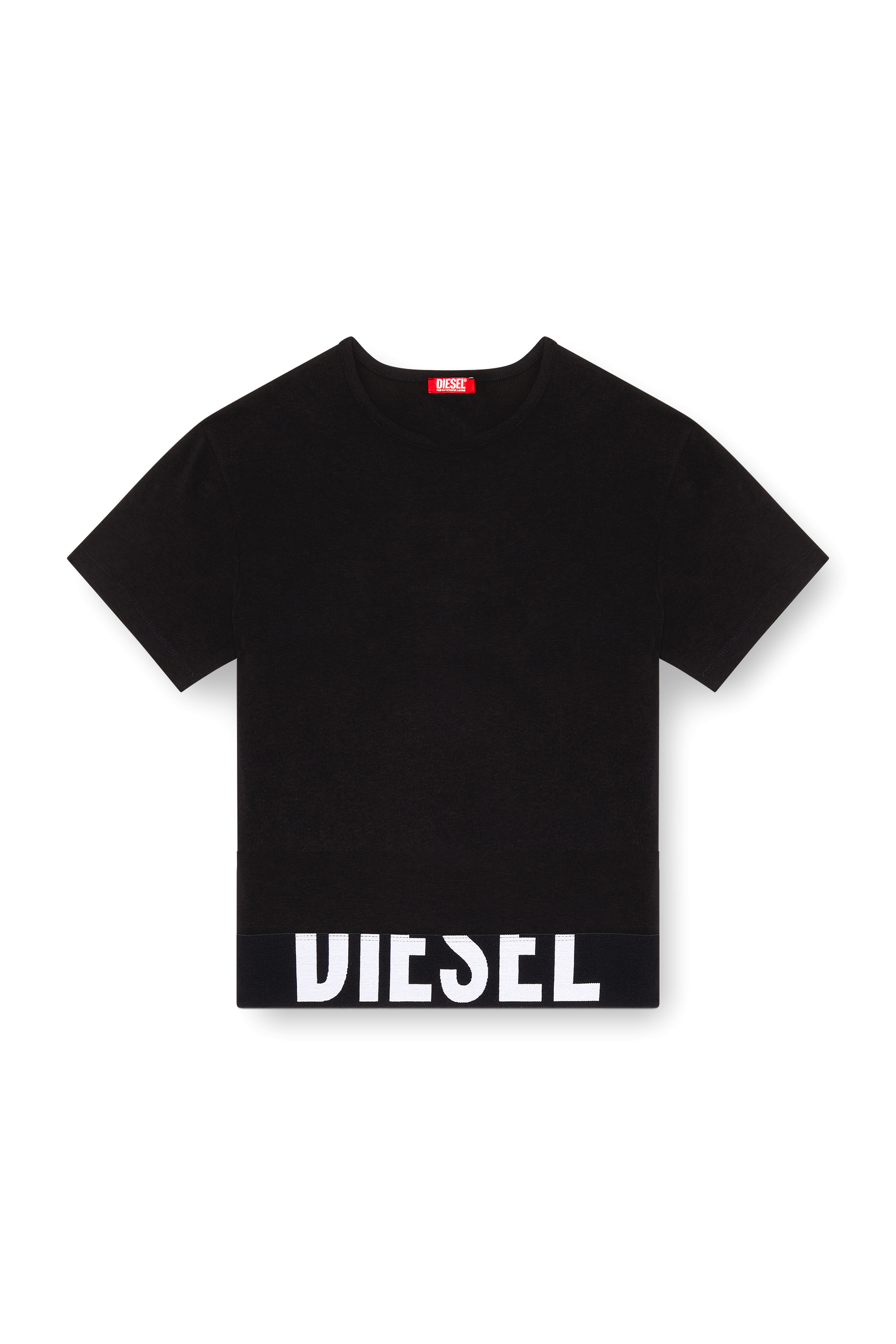 Diesel - UFTEE-SPORT-CROPPED-T-SHIRT, Female's Sporty cropped top with logo band in ブラック - 2