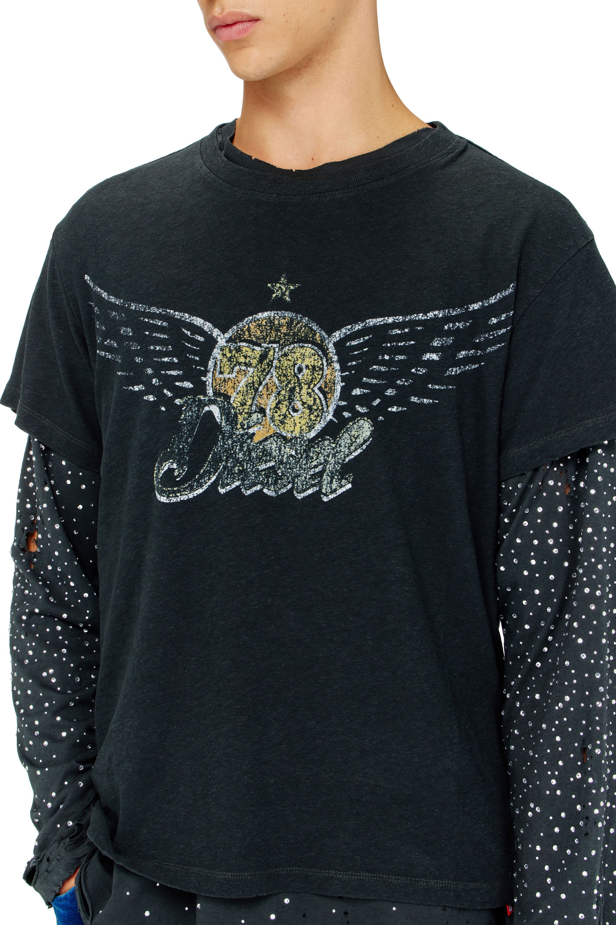 Diesel - T-GERIO-A, Male's Cotton-hemp T-shirt with concert graphics in null - 4