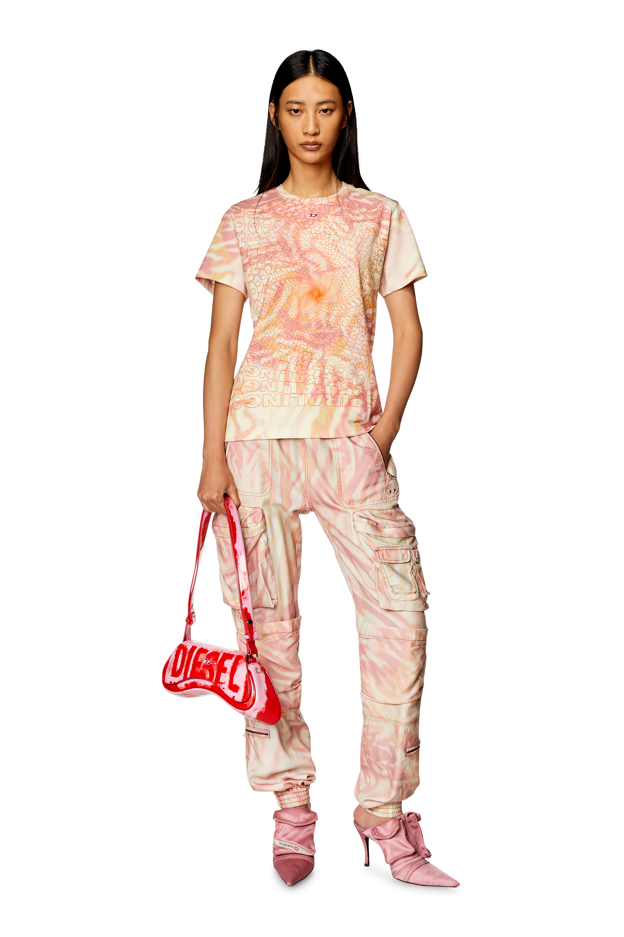 Diesel - PLAY CROSSBODY, Female's Play-Shoulder bag in printed glossy PU in ピンク/レッド - 6