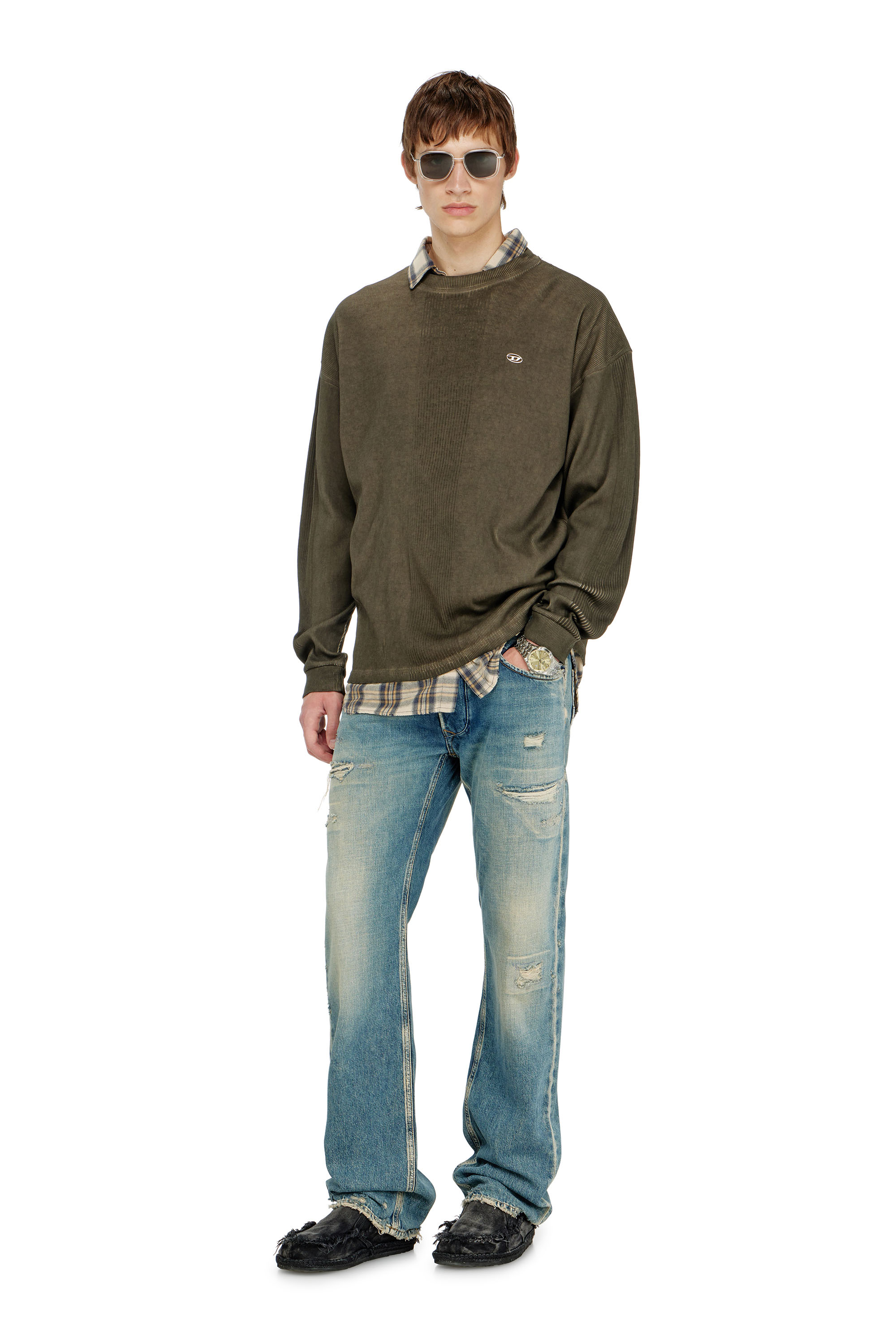 Diesel - T-BOAT, Male's 長袖Tシャツ in ミリタリーグリーン - 1