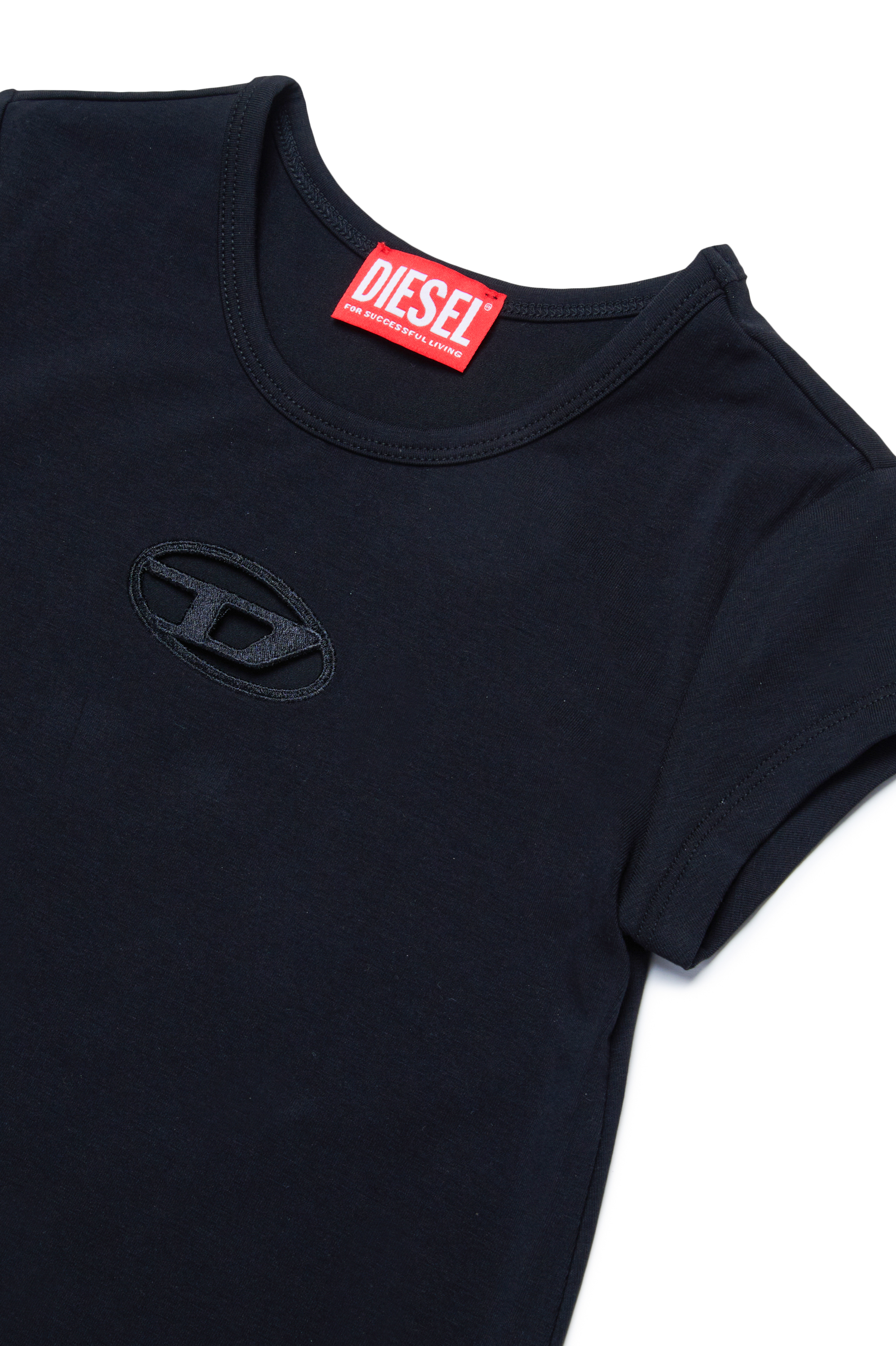 Diesel - DANGIELAM, Female's T-shirt dress with cut-out Oval D logo in ブラック - 3