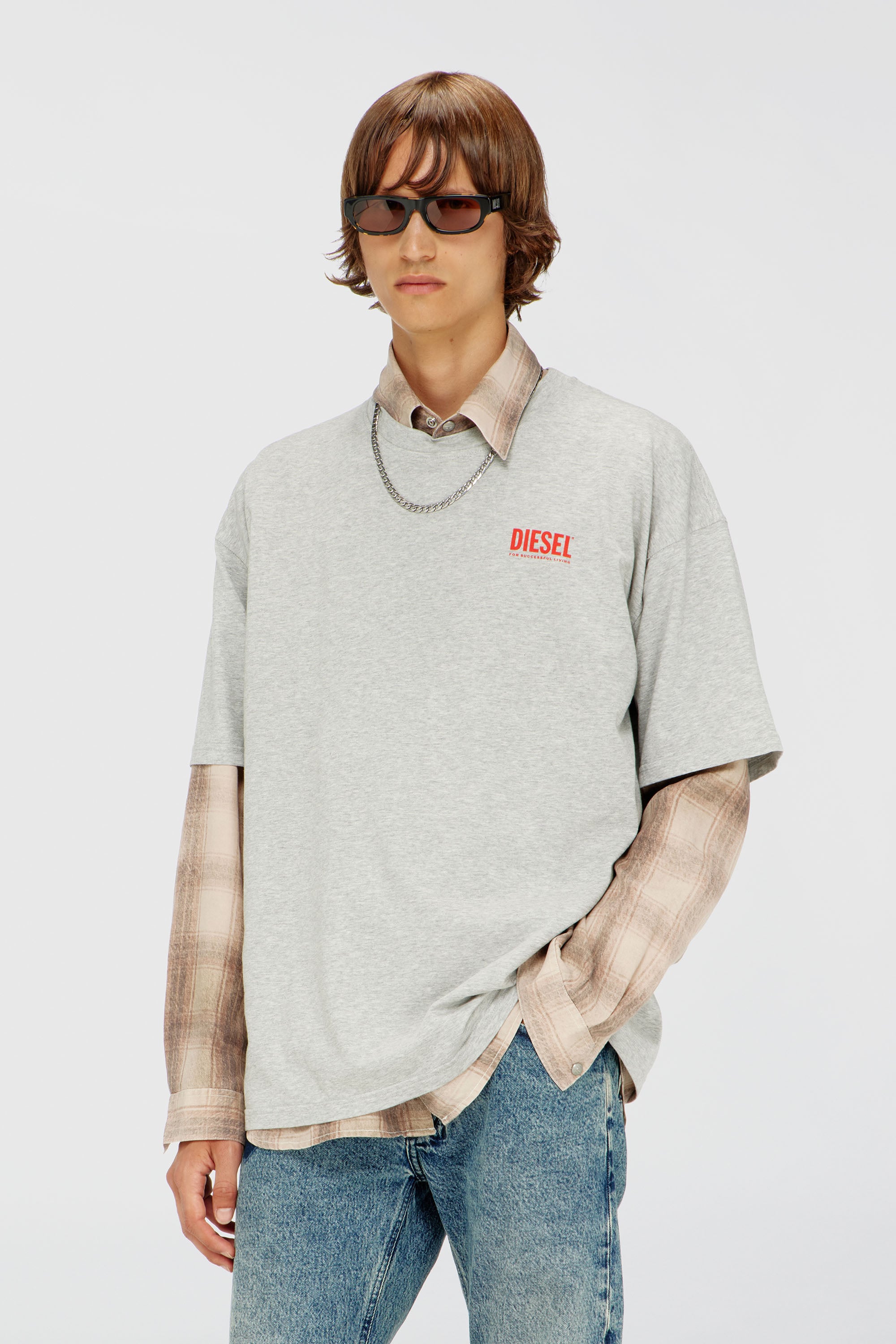 Diesel - T-BOXT-BISK, Male's Tシャツ in ライトグレー - 1