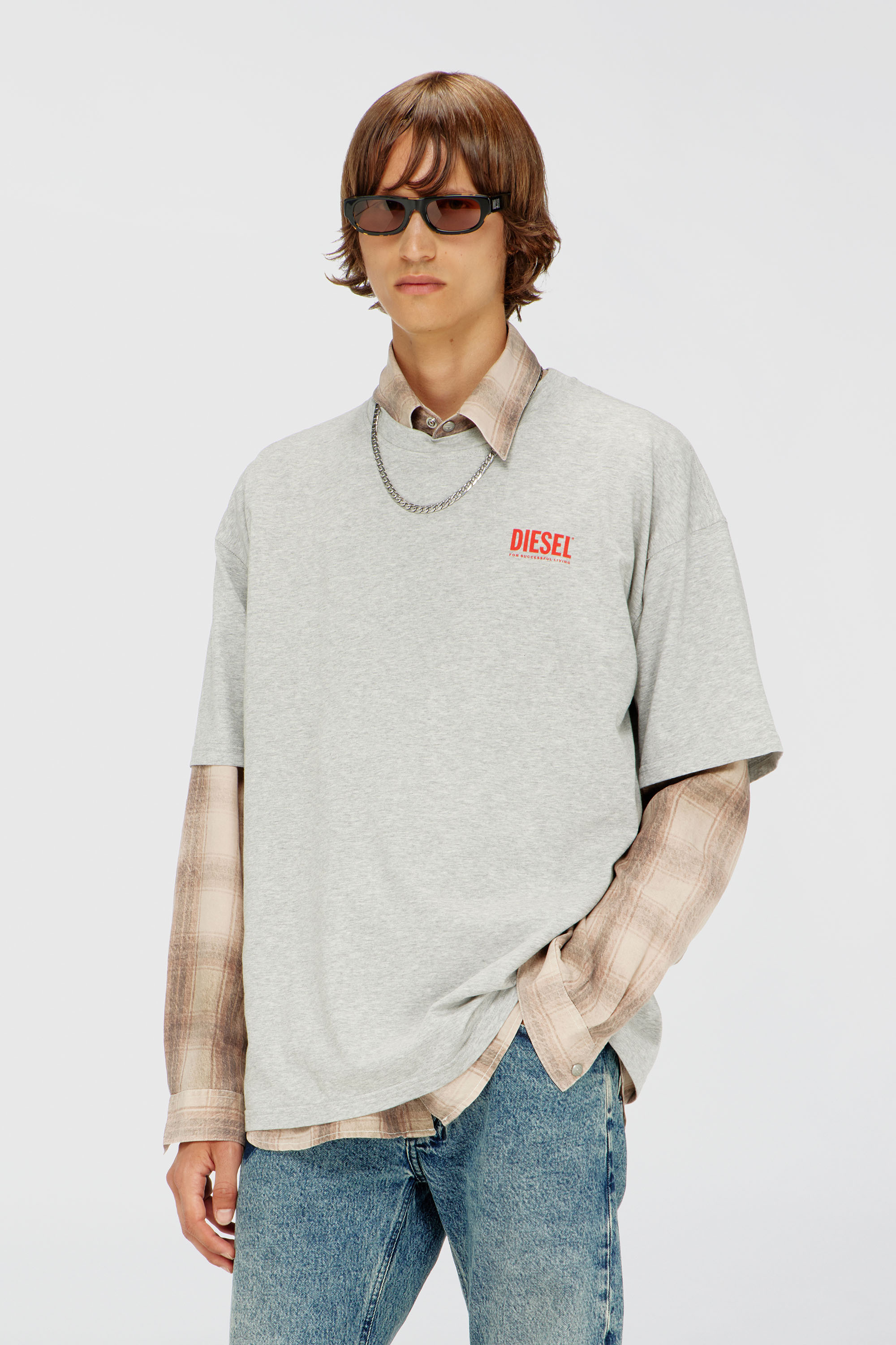 Diesel - T-BOXT-BISK, Male's Tシャツ in ライトグレー - 3