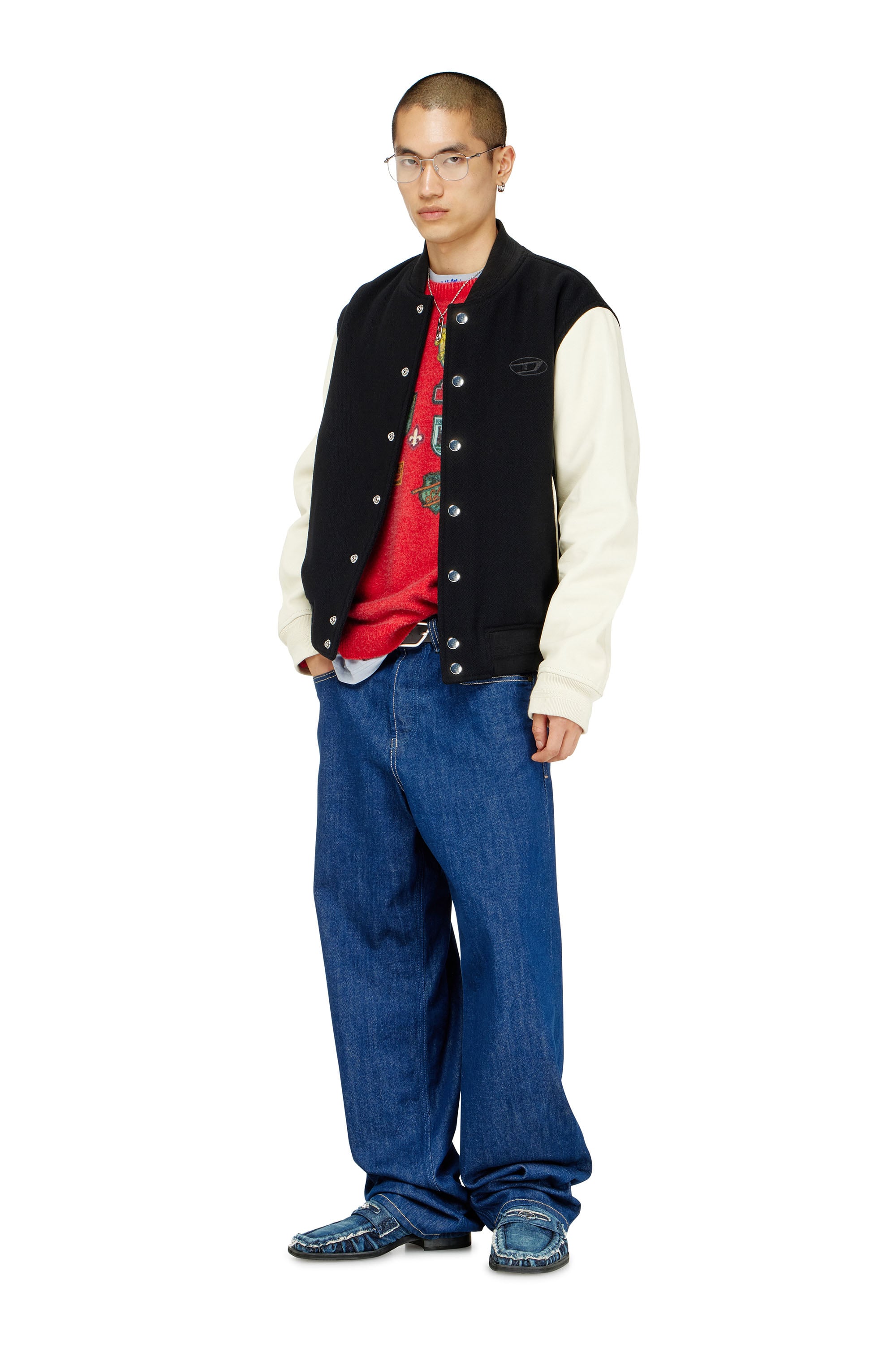 Diesel - L-ARRY-WRD, Male's ブルゾン in ブラック/ホワイト - 2