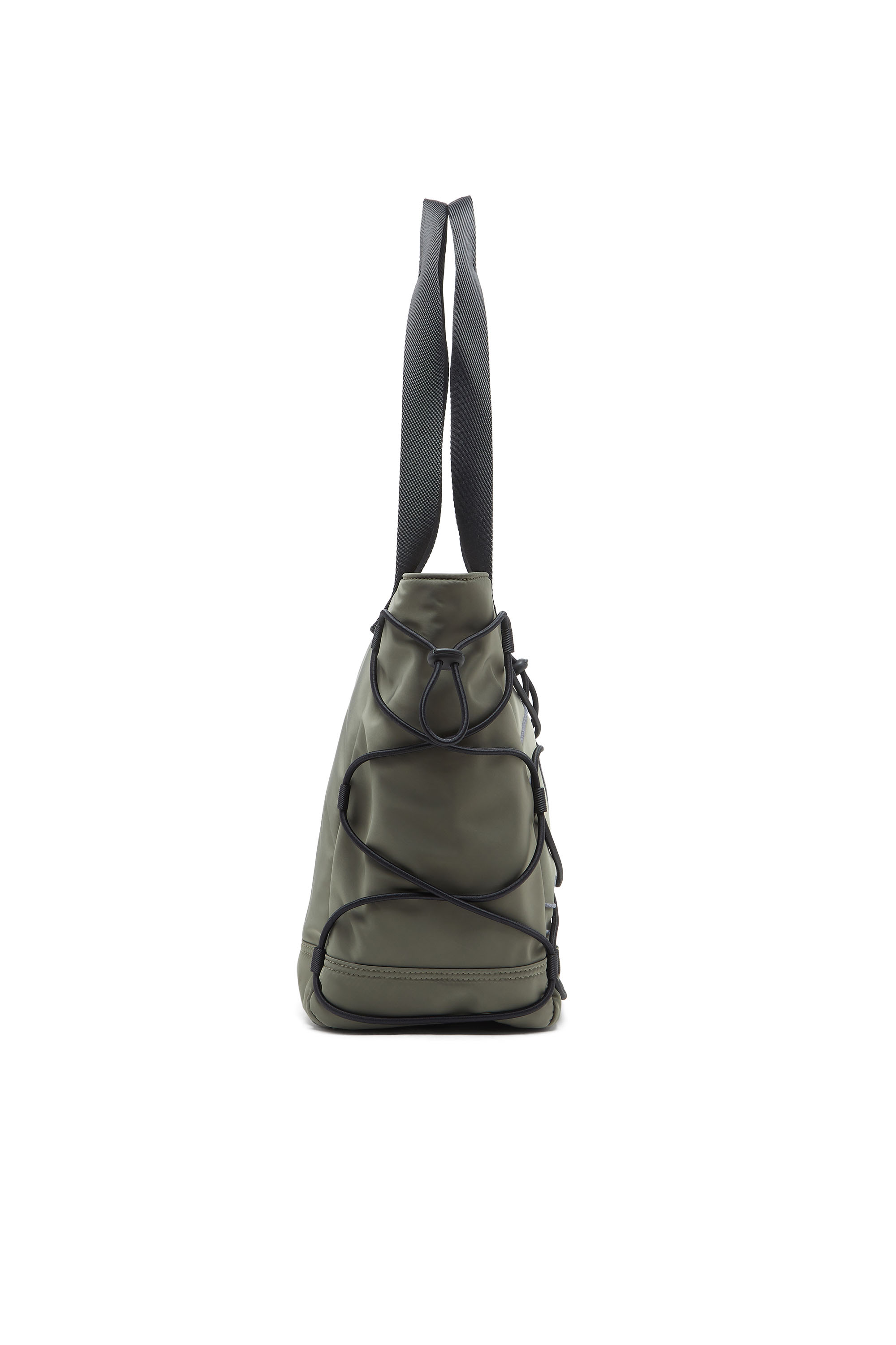 Diesel - TECH-D TOTE M X, Unisex's Tech-D-Nylon tote bag with reflective Oval D in オリーブグリーン - 4