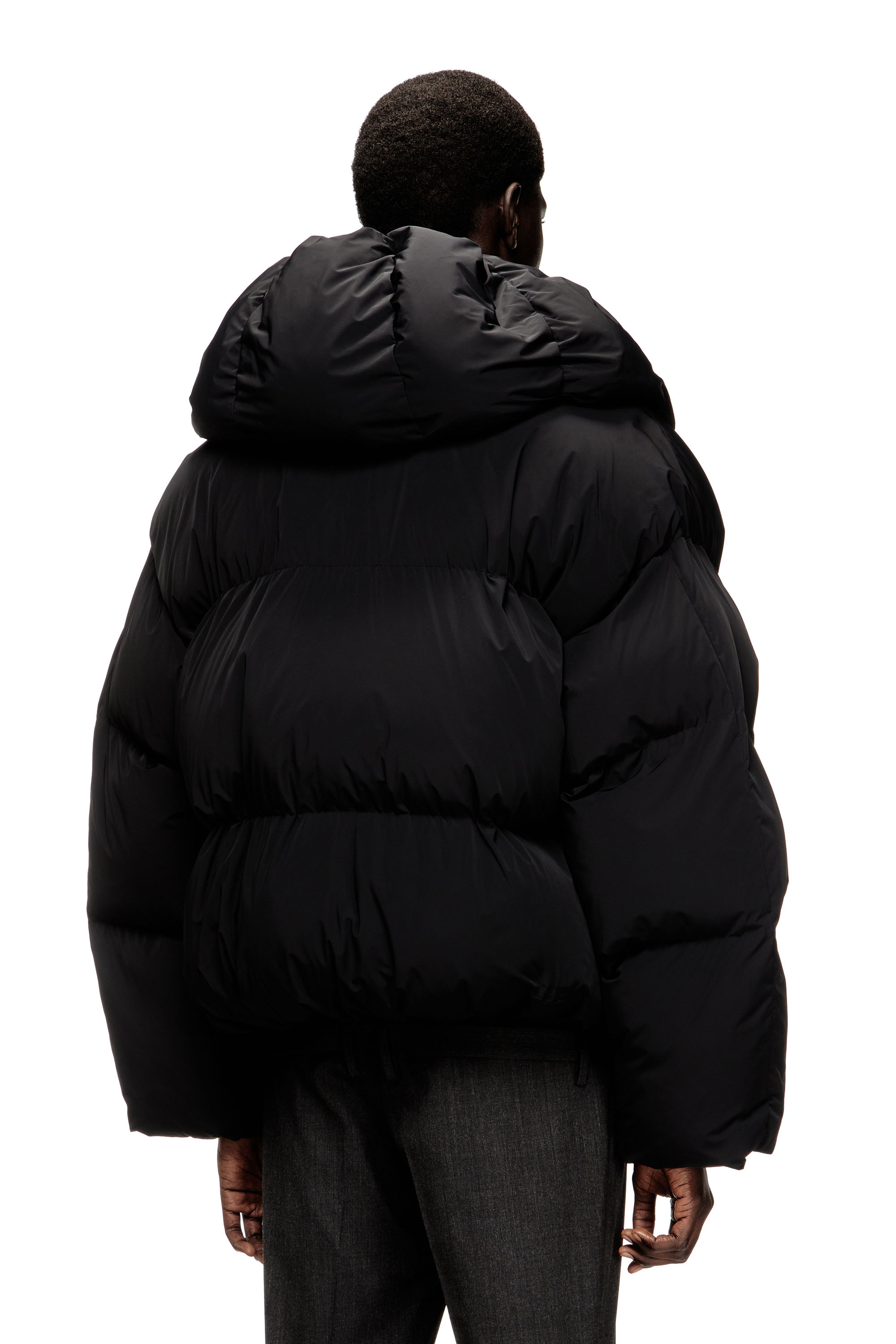 Diesel - J-SCOTTS-PADDED-A, Male's Wrap puffer jacket in stretch nylon in ブラック - 5
