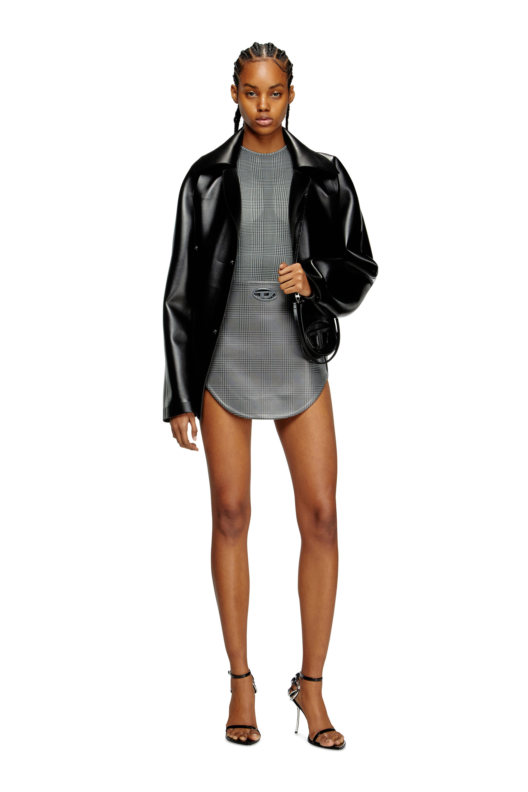 Diesel - O-LIMPO-PW, Female's Checked mini skirt with Oval D in グレー - 1